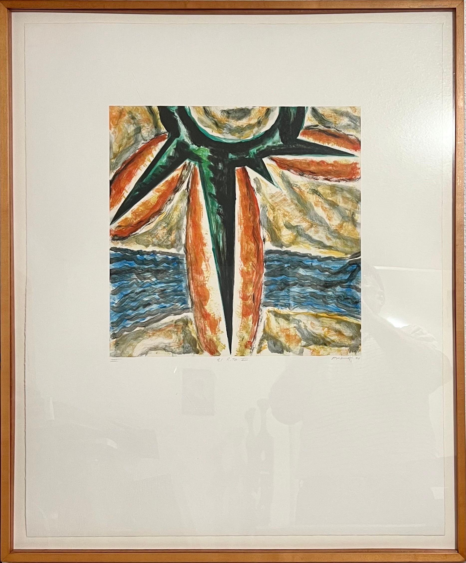 Lithographie à monogravure du moderniste américain Gregory Amenoff, expressionniste abstrait en vente 7