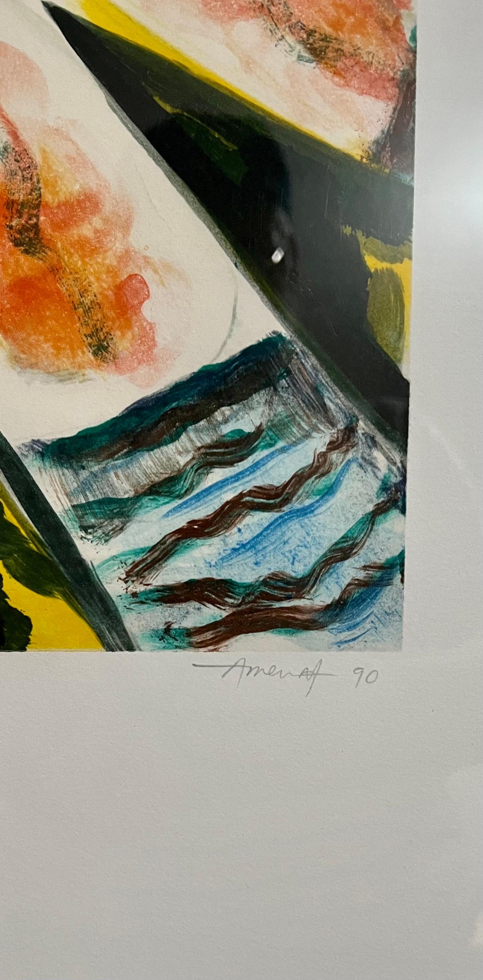 Monoprint Monotipo Modernista americano Gregory Amenoff Espressionista astratto in vendita 2