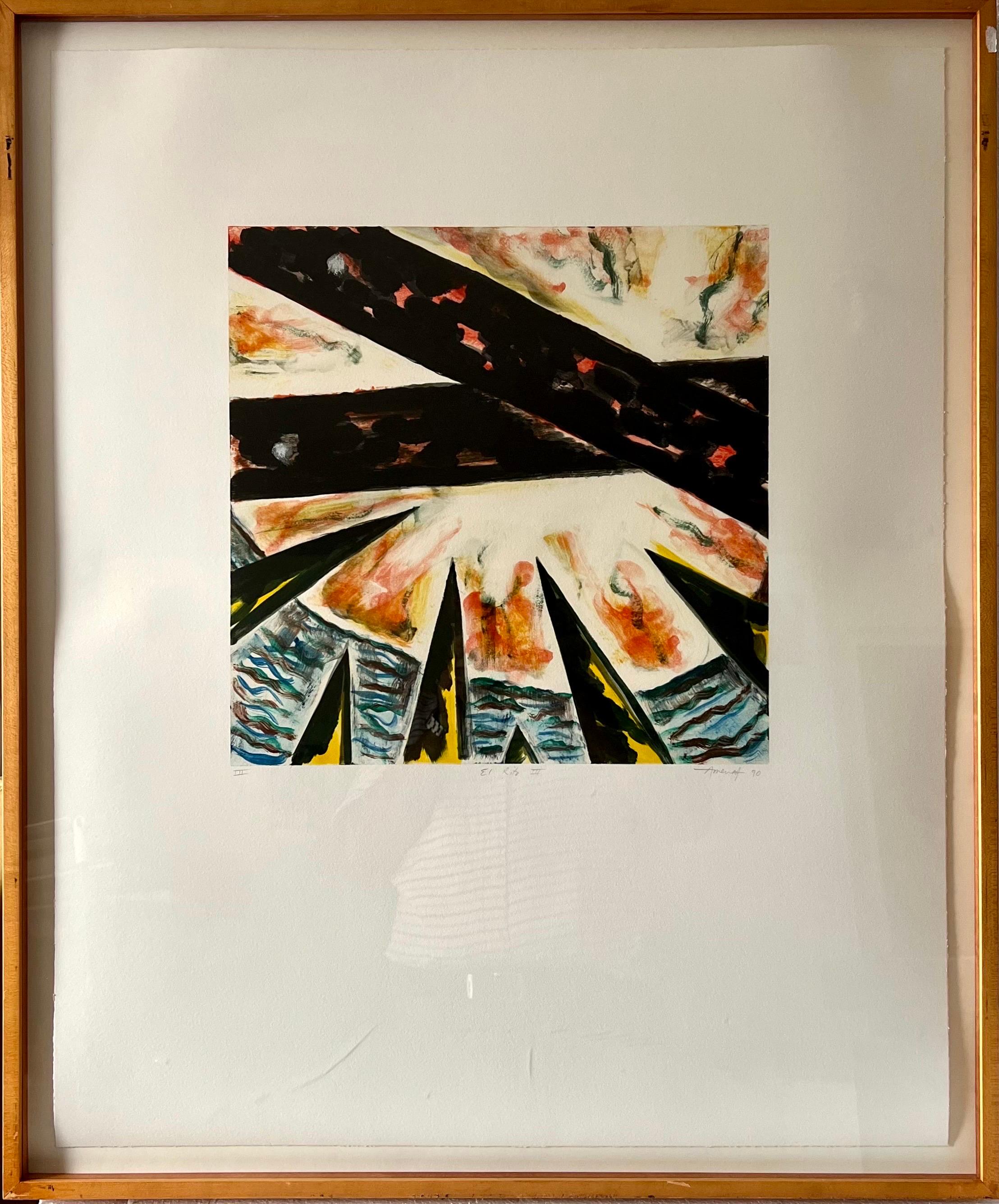Monotype de monogravure du moderniste américain Gregory Amenoff, expressionniste abstrait en vente 5