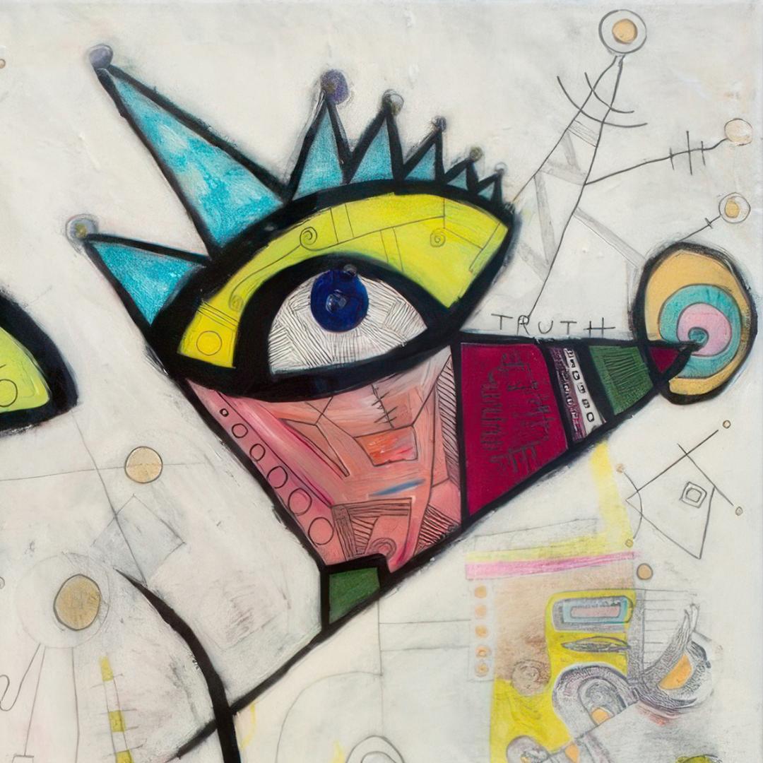 Pittura contemporanea su tela, Faccia di San Vicente # 2 - Abstract Painting Beige di Gregory Beylerian  