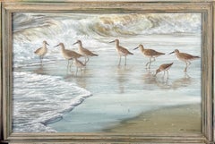 Shorebirds in the Surf an Original Pastel by Gregory Biolchini