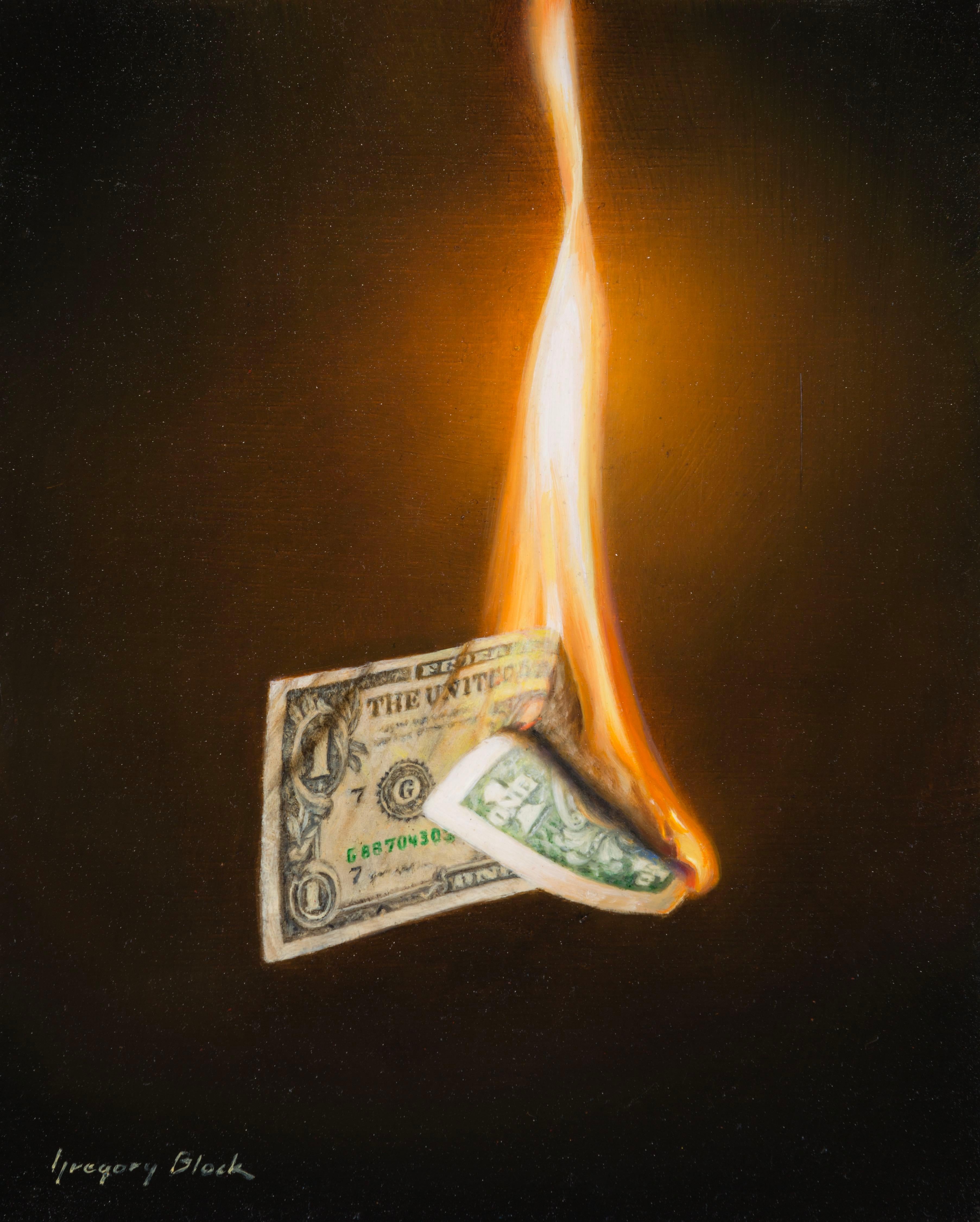 Gregory Block Still-Life Painting - "Burning I" Oil Painting