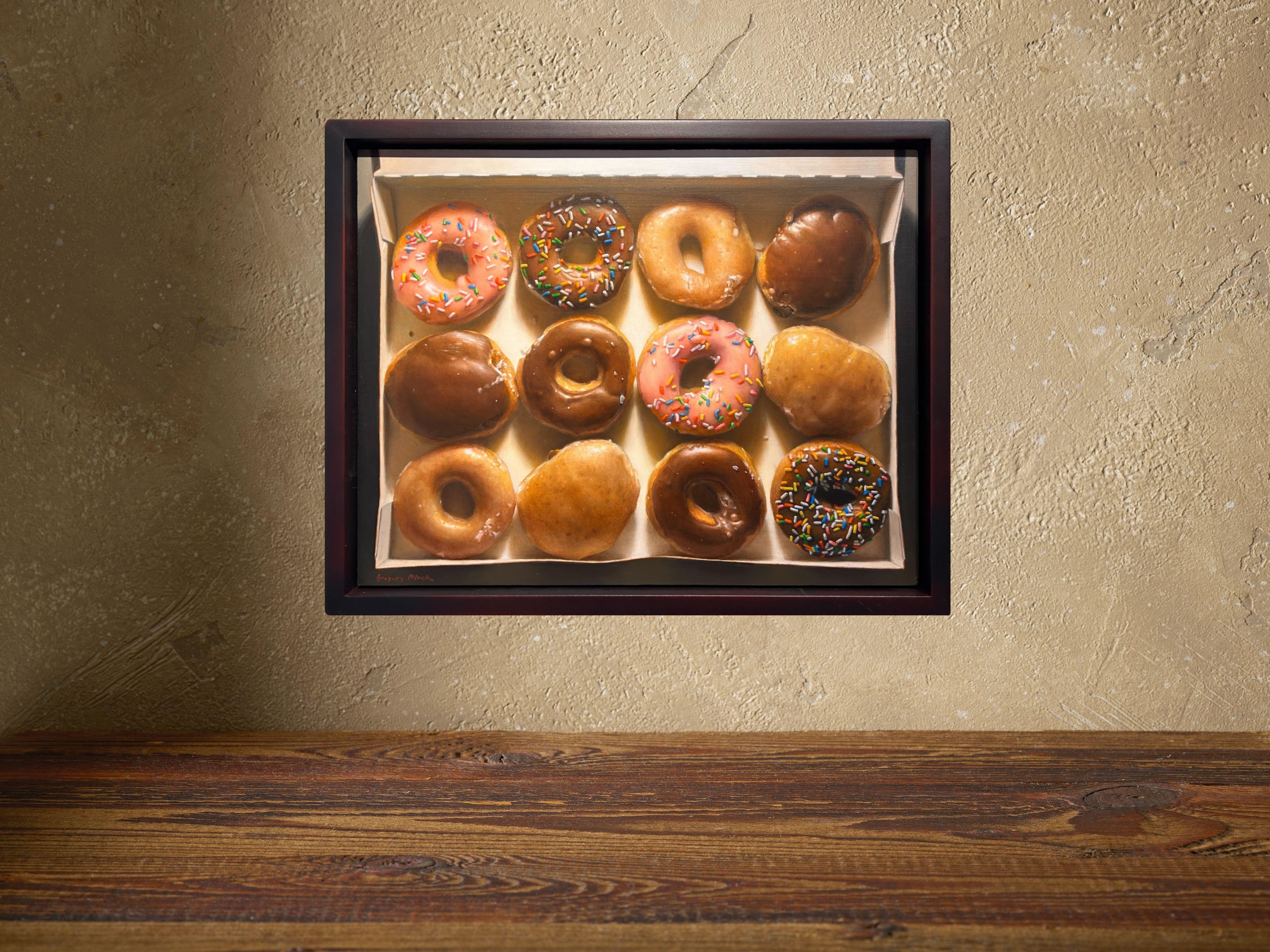 „Classic Krispy“ (2025) von Gregory Block, Original-Ölgemälde, Donuts in Box im Angebot 6