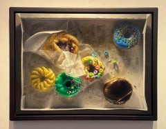 "Sobras" (2025) de Gregory Block, Pintura al óleo original, Donuts en caja