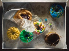 "Leftovers" (2025) by Gregory Block, Original Oil Painting, Donuts in Box