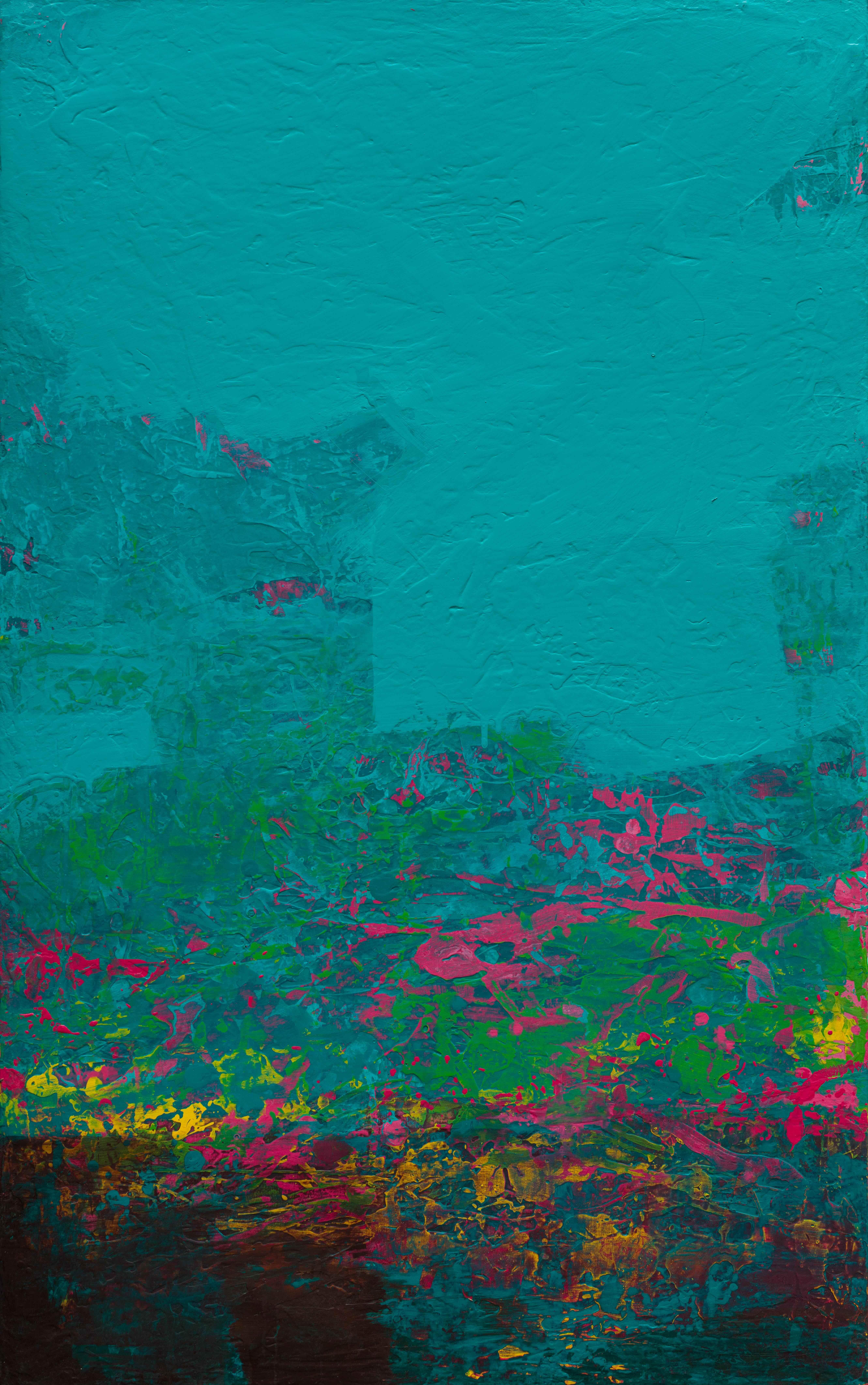 Abstract Painting di Gregory Block - "Sopra e sotto" (2024) Pittura acrilica originale e astratta