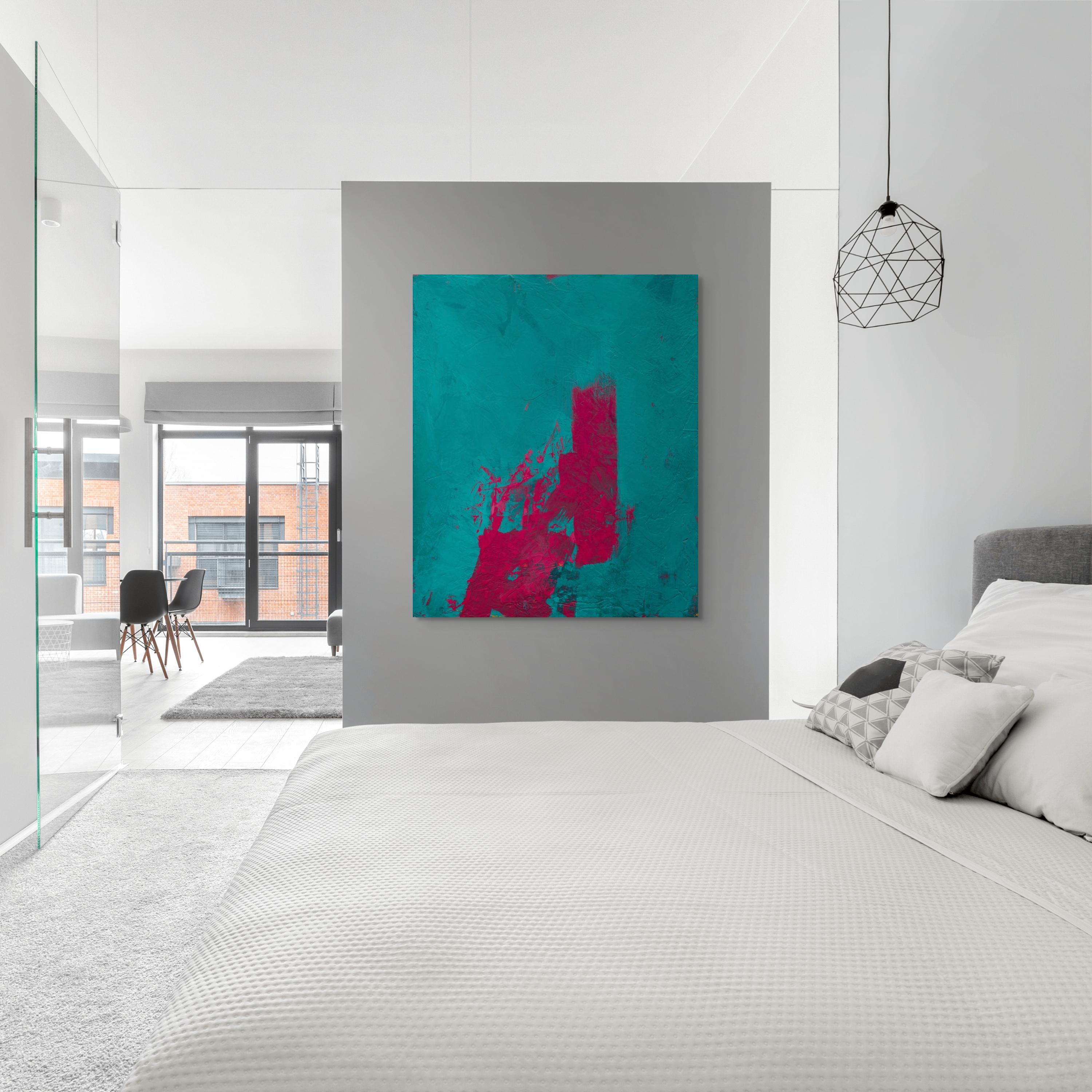 „Painting in Blue and Pink No. 1“ (2024) Original, Abstraktes Acrylgemälde im Angebot 1