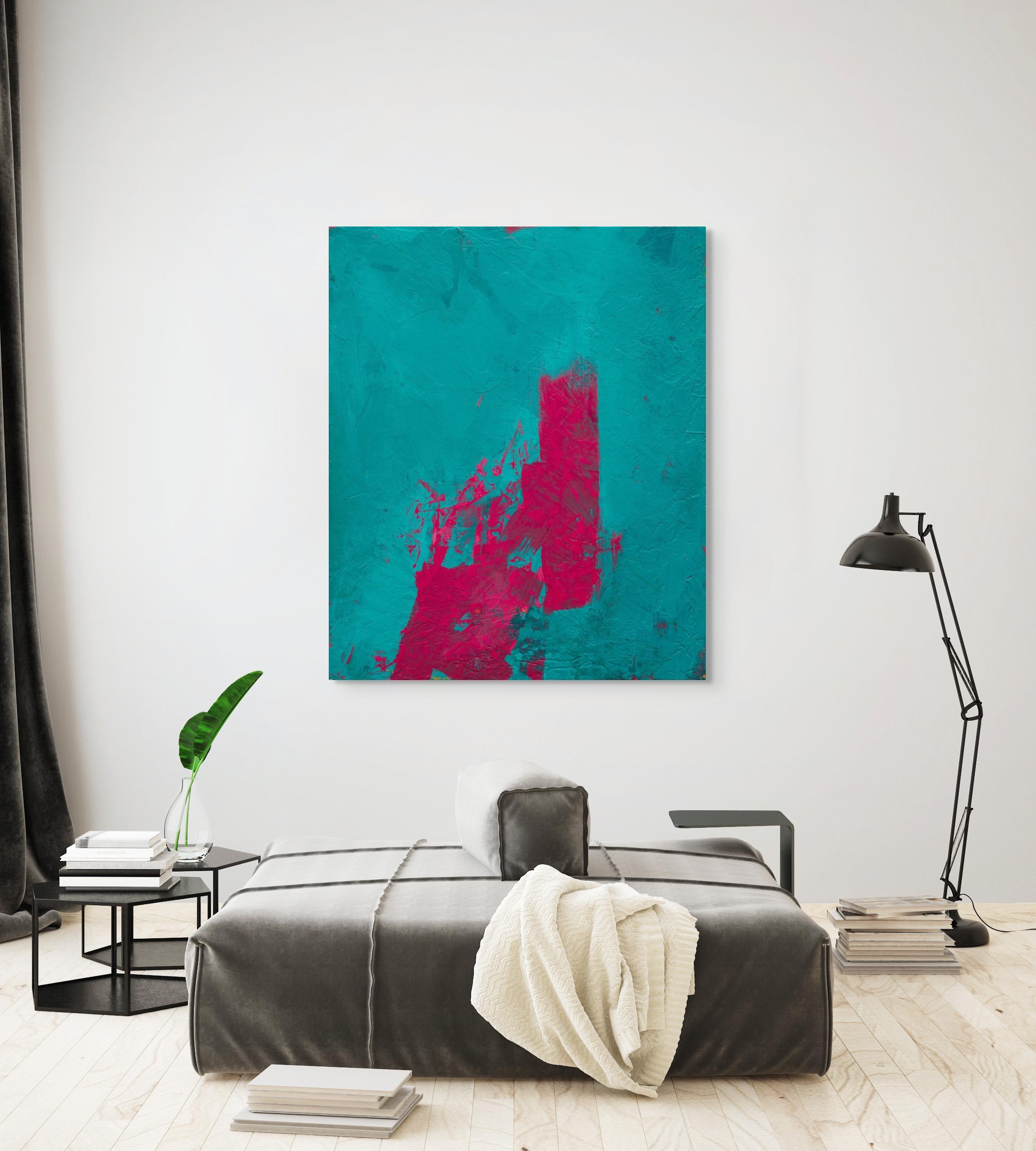 „Painting in Blue and Pink No. 1“ (2024) Original, Abstraktes Acrylgemälde im Angebot 2