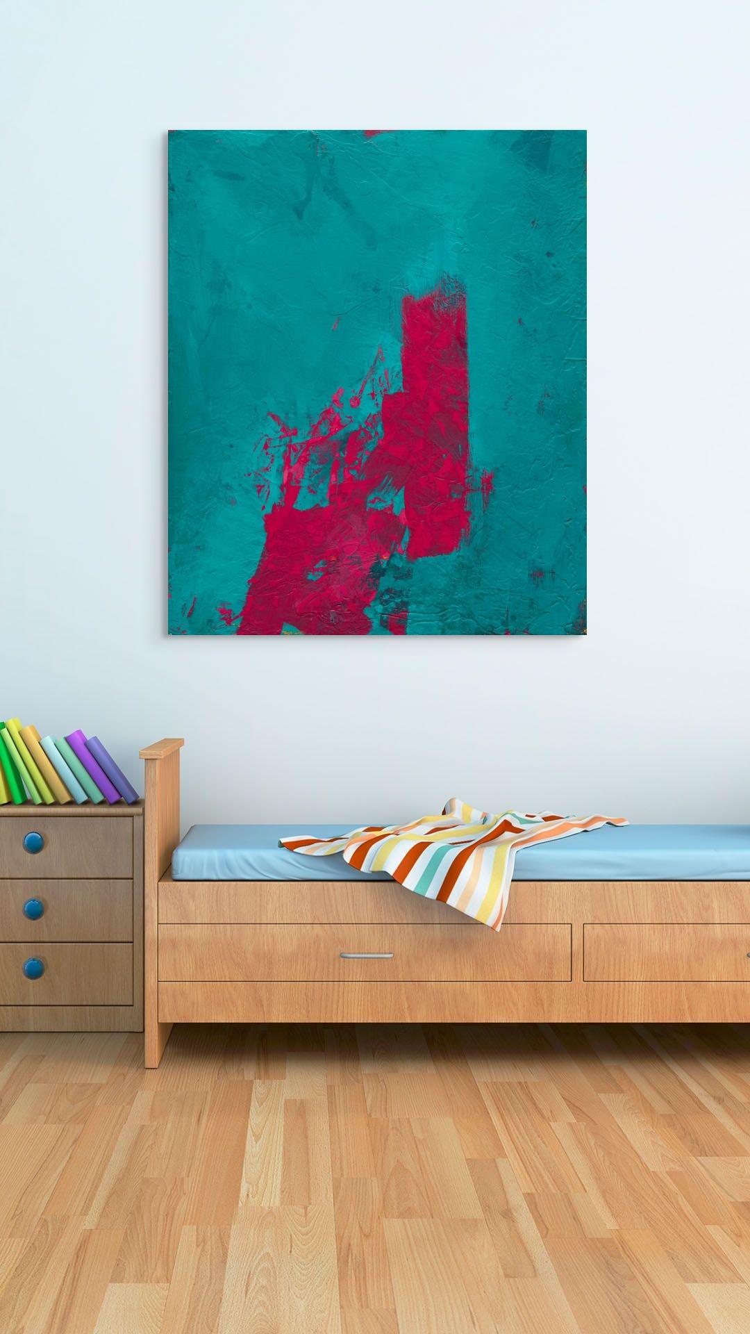 „Painting in Blue and Pink No. 1“ (2024) Original, Abstraktes Acrylgemälde im Angebot 3