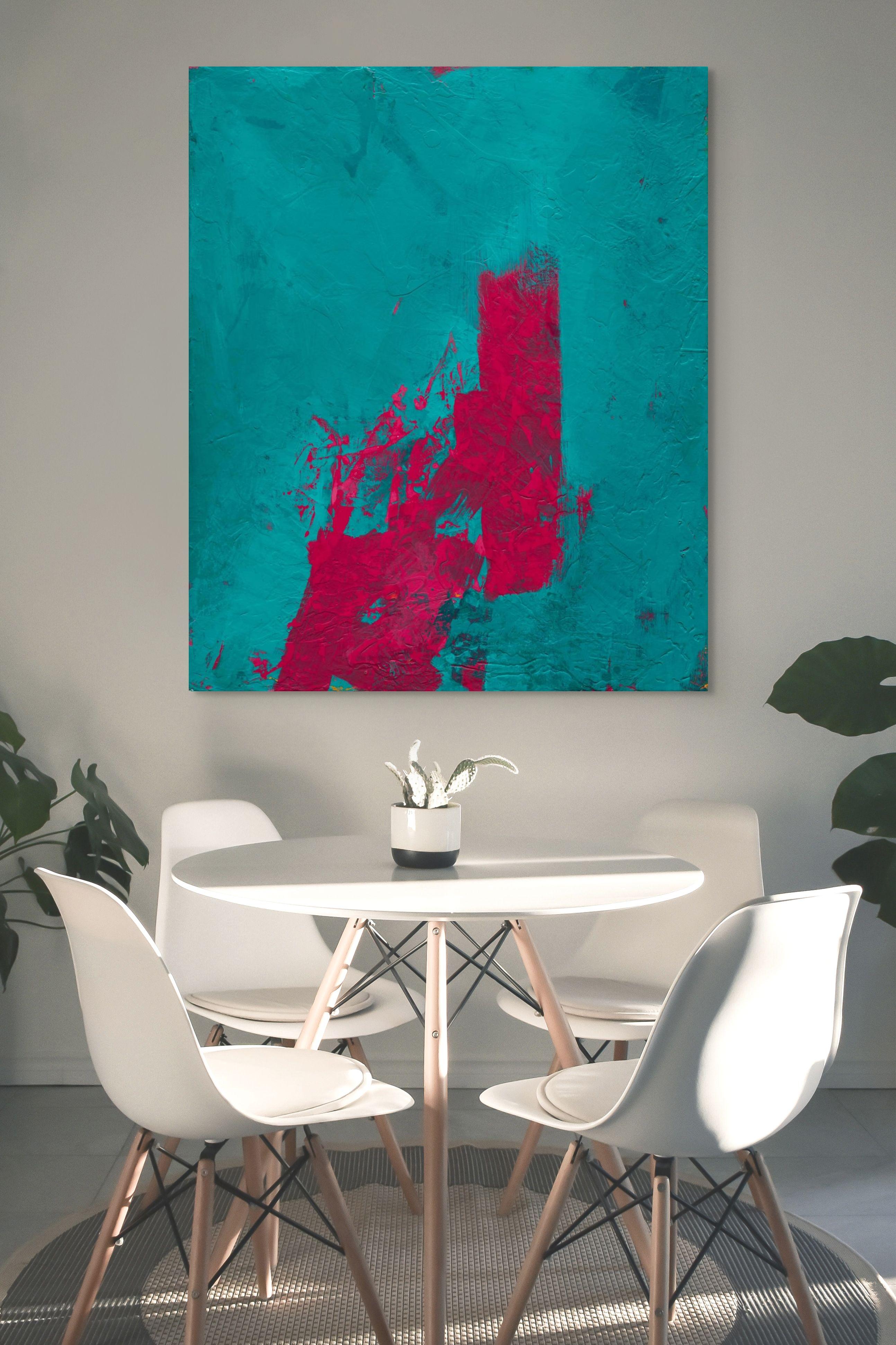 „Painting in Blue and Pink No. 1“ (2024) Original, Abstraktes Acrylgemälde im Angebot 4