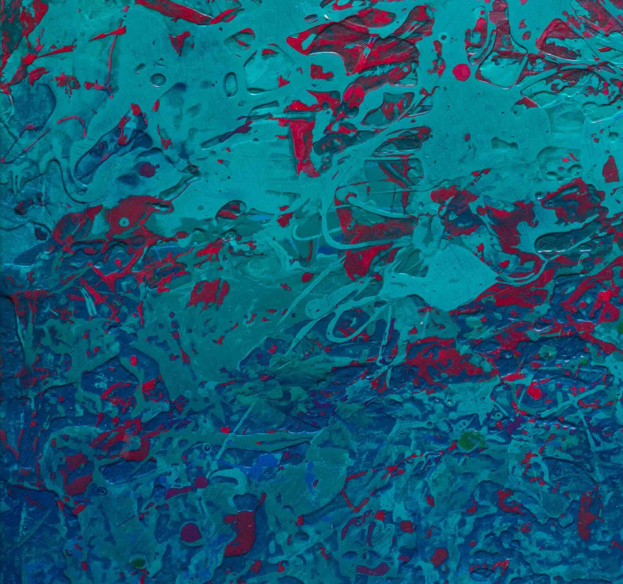 « Painting in Blue and Pink No. 2 » (2024) Peinture acrylique abstraite originale - Bleu Abstract Painting par Gregory Block