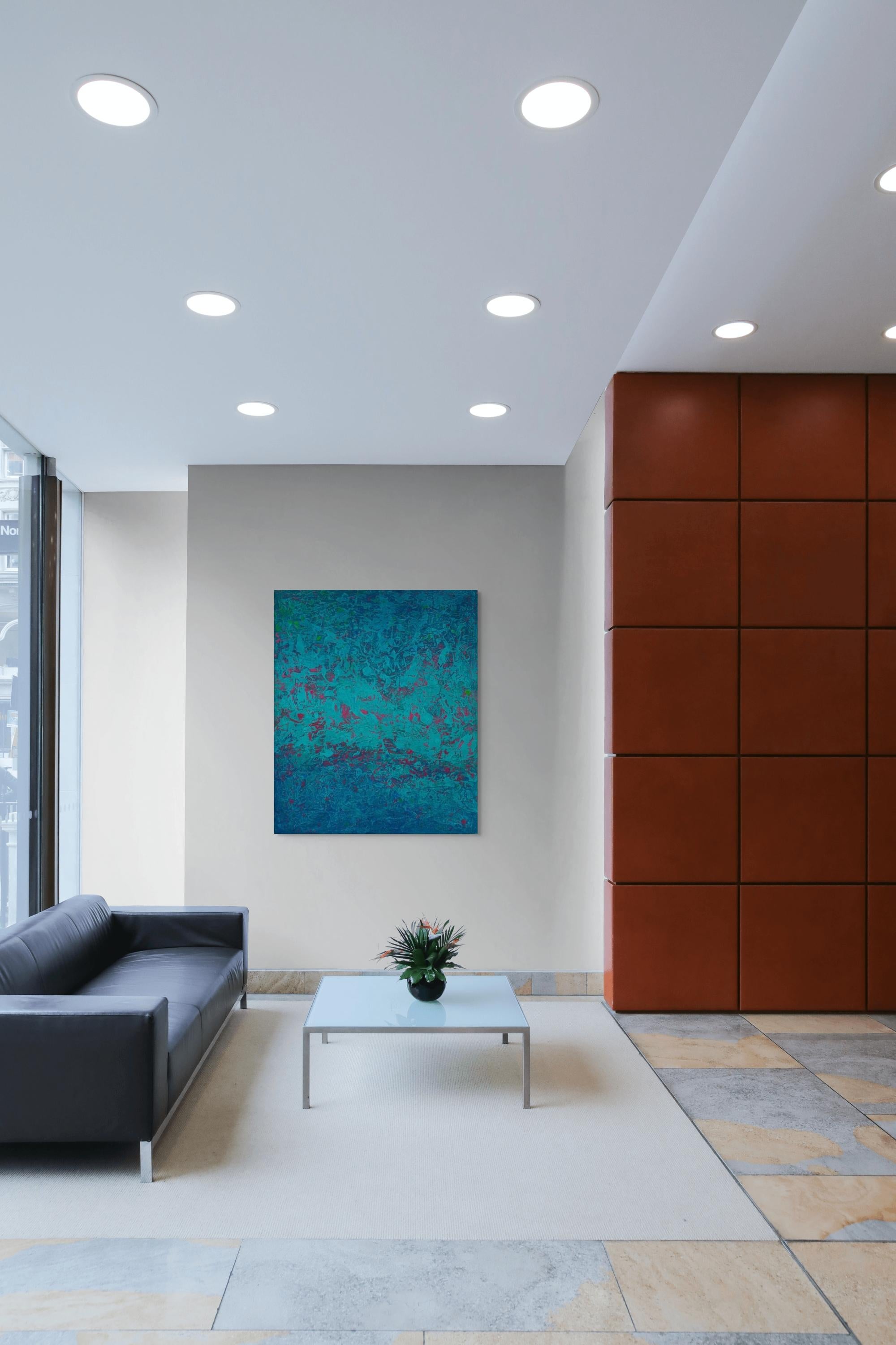 « Painting in Blue and Pink No. 2 » (2024) Peinture acrylique abstraite originale en vente 6