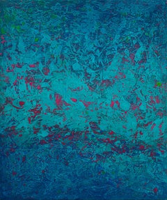 "Pittura in blu e rosa n. 2" (2024) Pittura acrilica originale e astratta