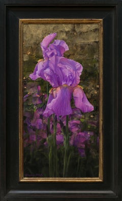 "Dos buenos lirios", Pintura al óleo original, Lirios morados