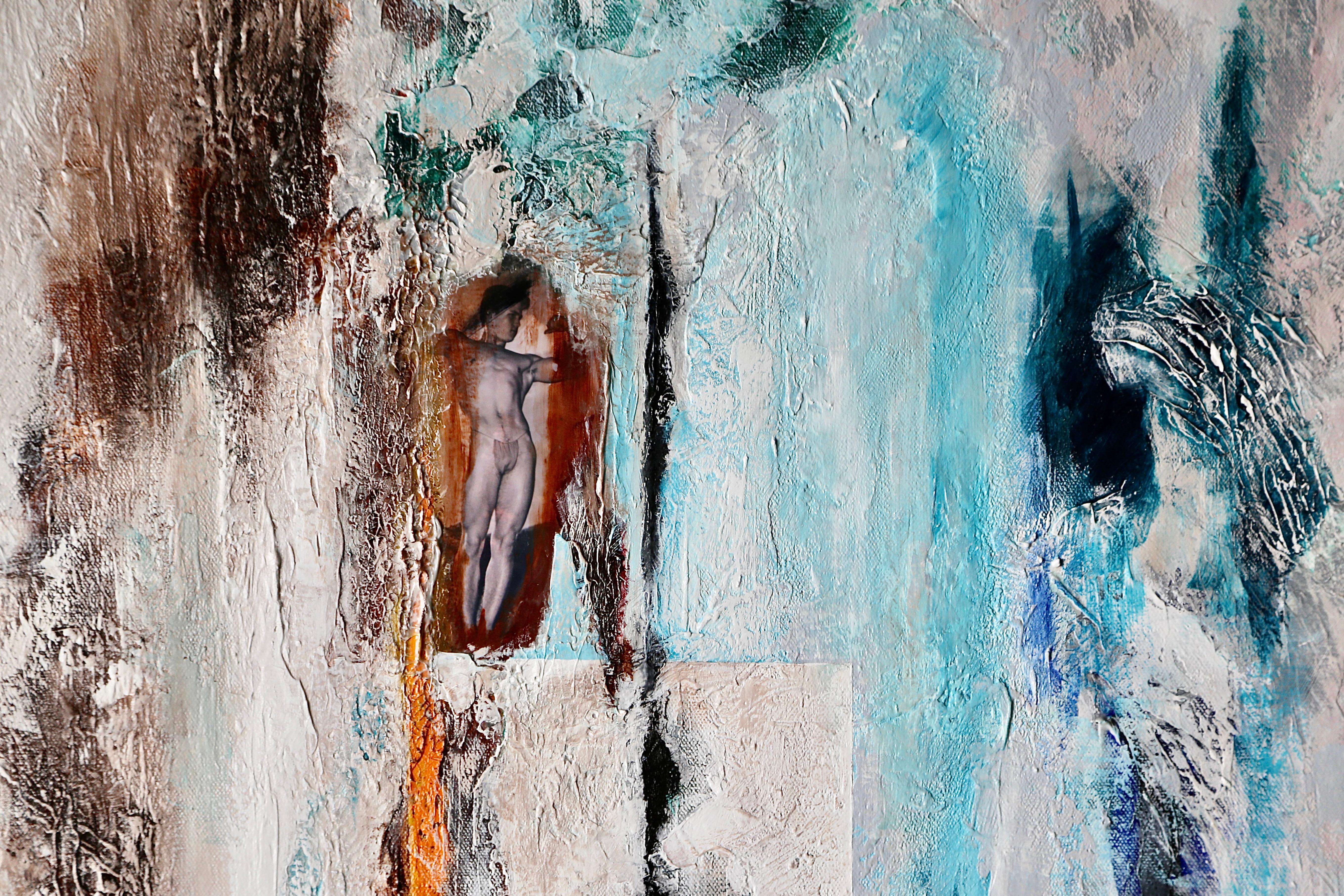 Abstract Mid-Century Style Painting 'Discovering Beefcake 1965 #1' Nude Male Gay For Sale 1