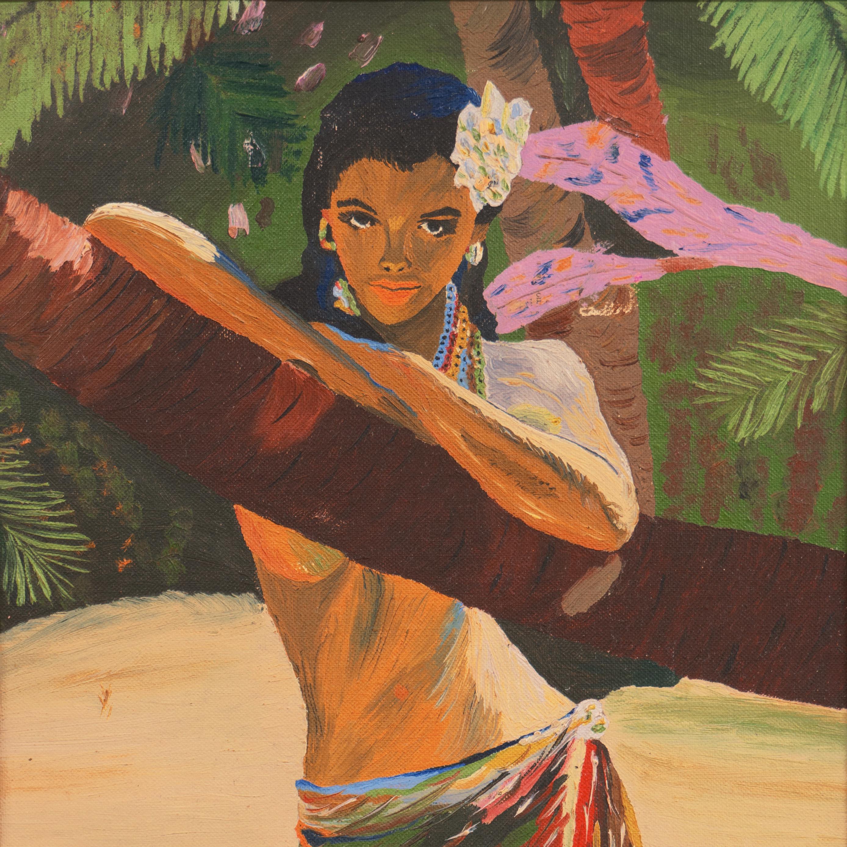 'Tropical Beach Beauty', Long Beach Art Association, Fiji, Pacific, South Seas - Post-Impressionist Painting by Gregory Conway