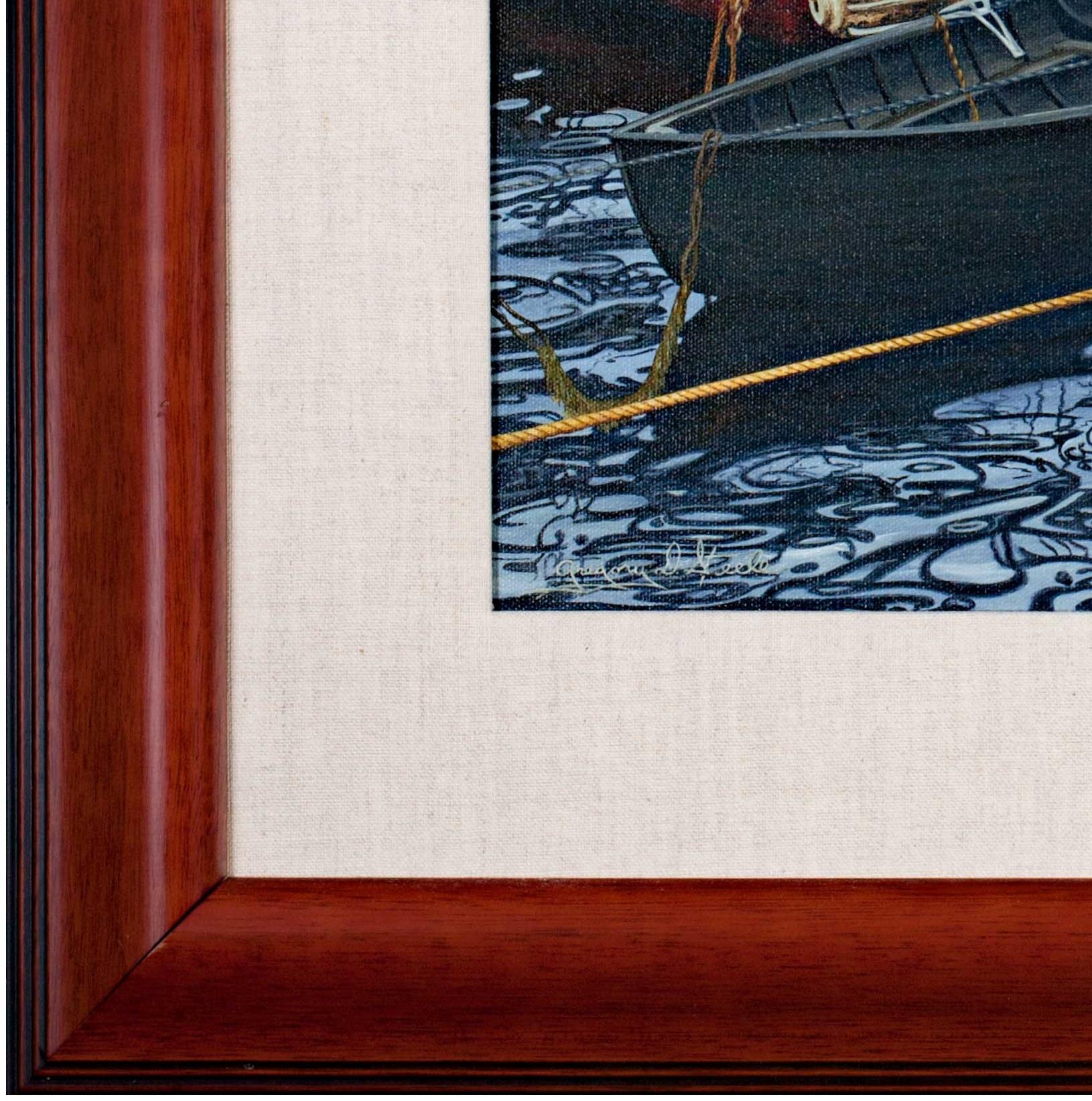 'Boats at Camdon' giclee print on canvas after 1998 oil - Gray Landscape Print by Gregory D. Steele