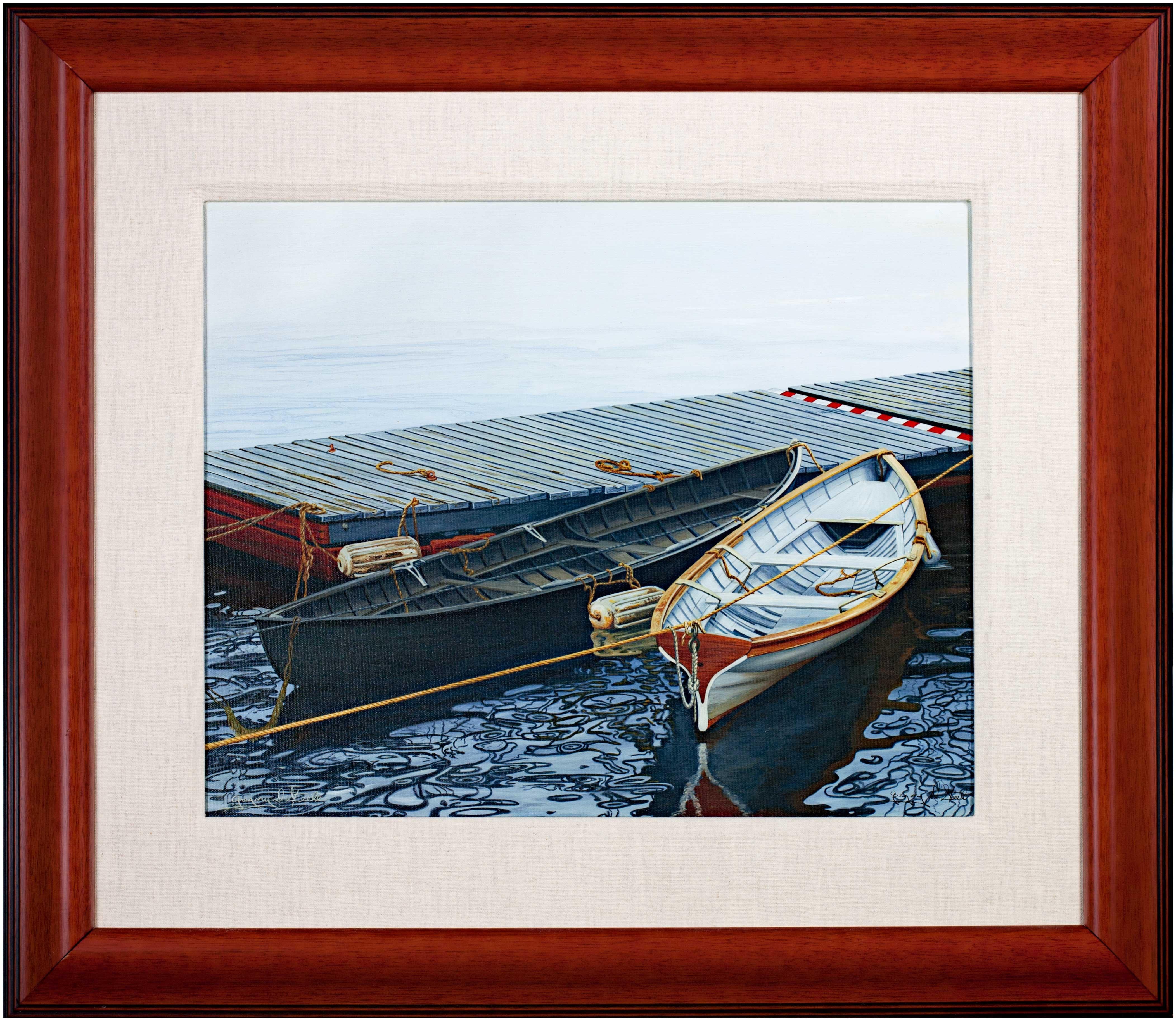 Gregory D. Steele Landscape Print - 'Boats at Camdon' giclee print on canvas after 1998 oil