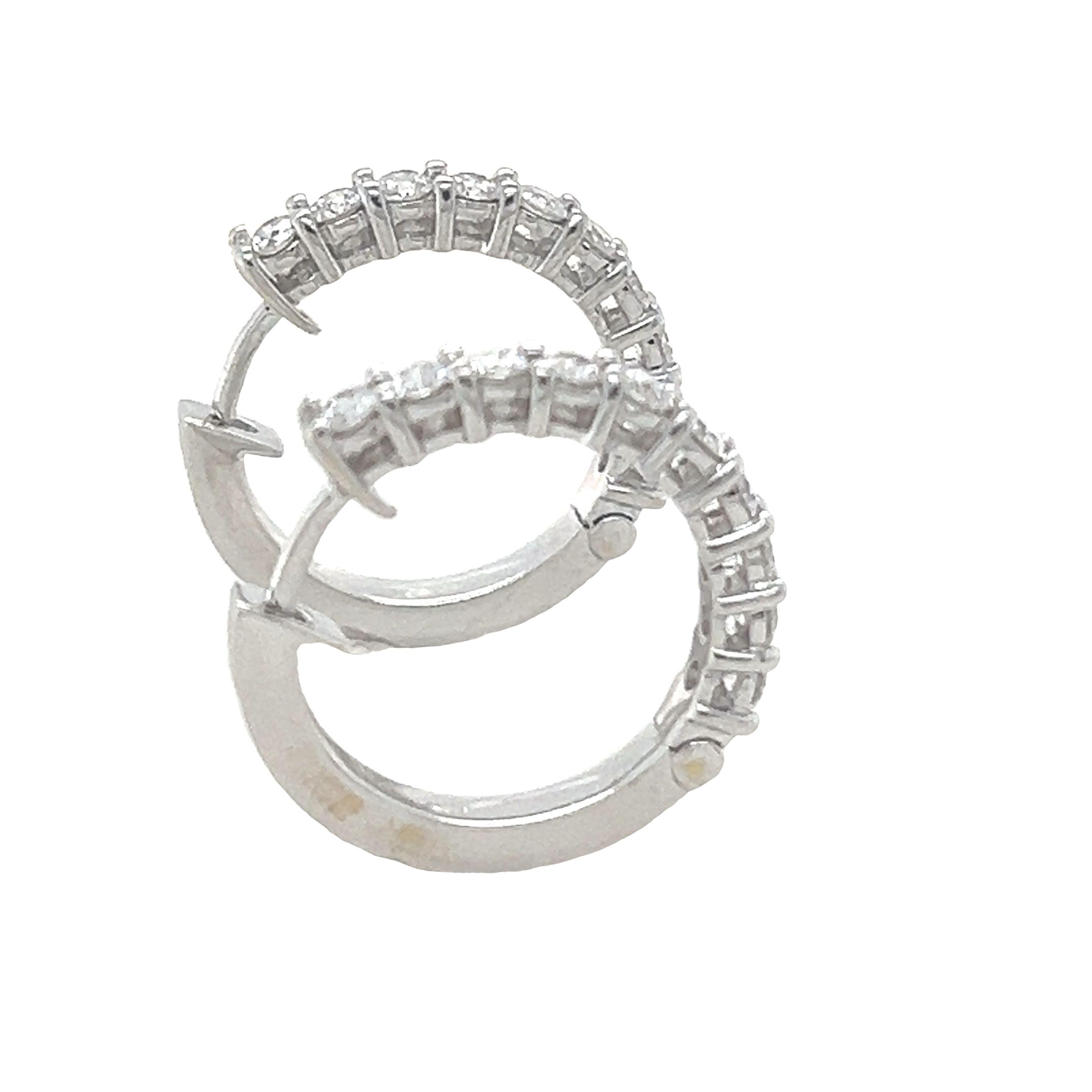 Gregory Diamond Hoop Earrings 1.50ct In Excellent Condition For Sale In SYDNEY, NSW