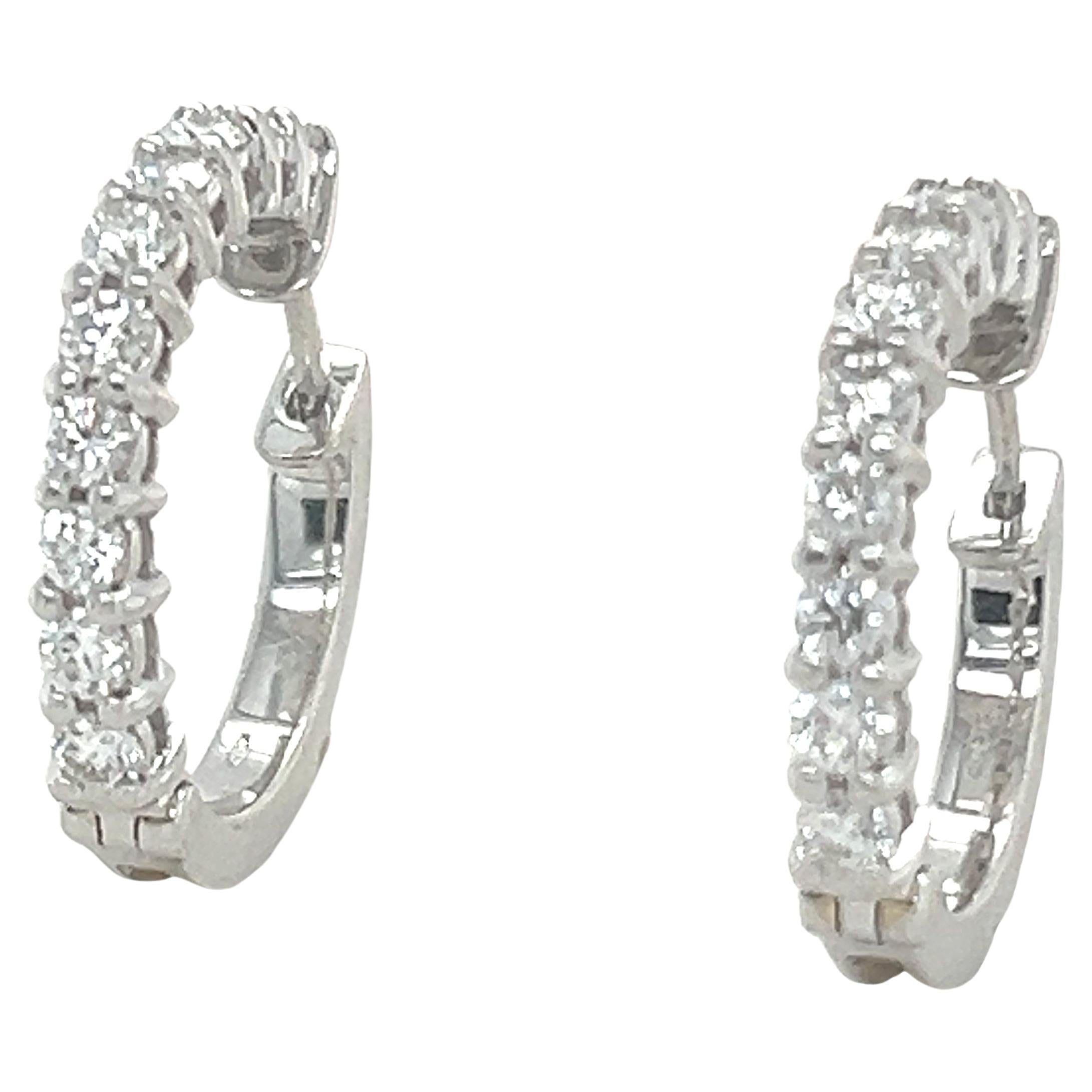 Gregory Diamond Hoop Earrings 1.50ct For Sale