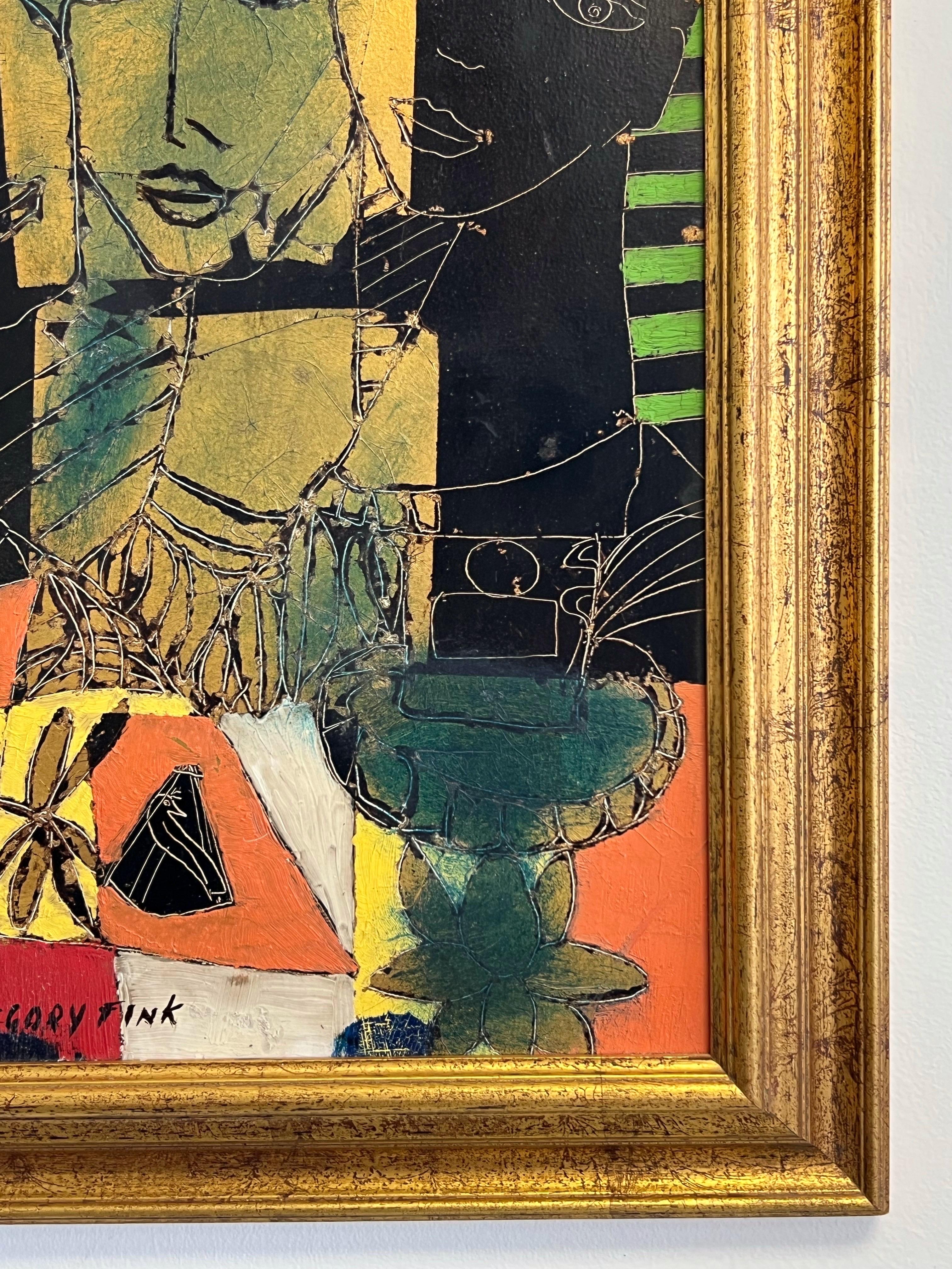 Gregory Fink Oil and Gold Leaf Abstract Painting For Sale 1