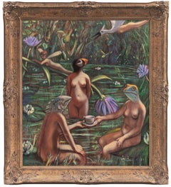 'Tea Party', New York Art Students League, Fechin Institute, Santa Fe, Olio di grandi dimensioni