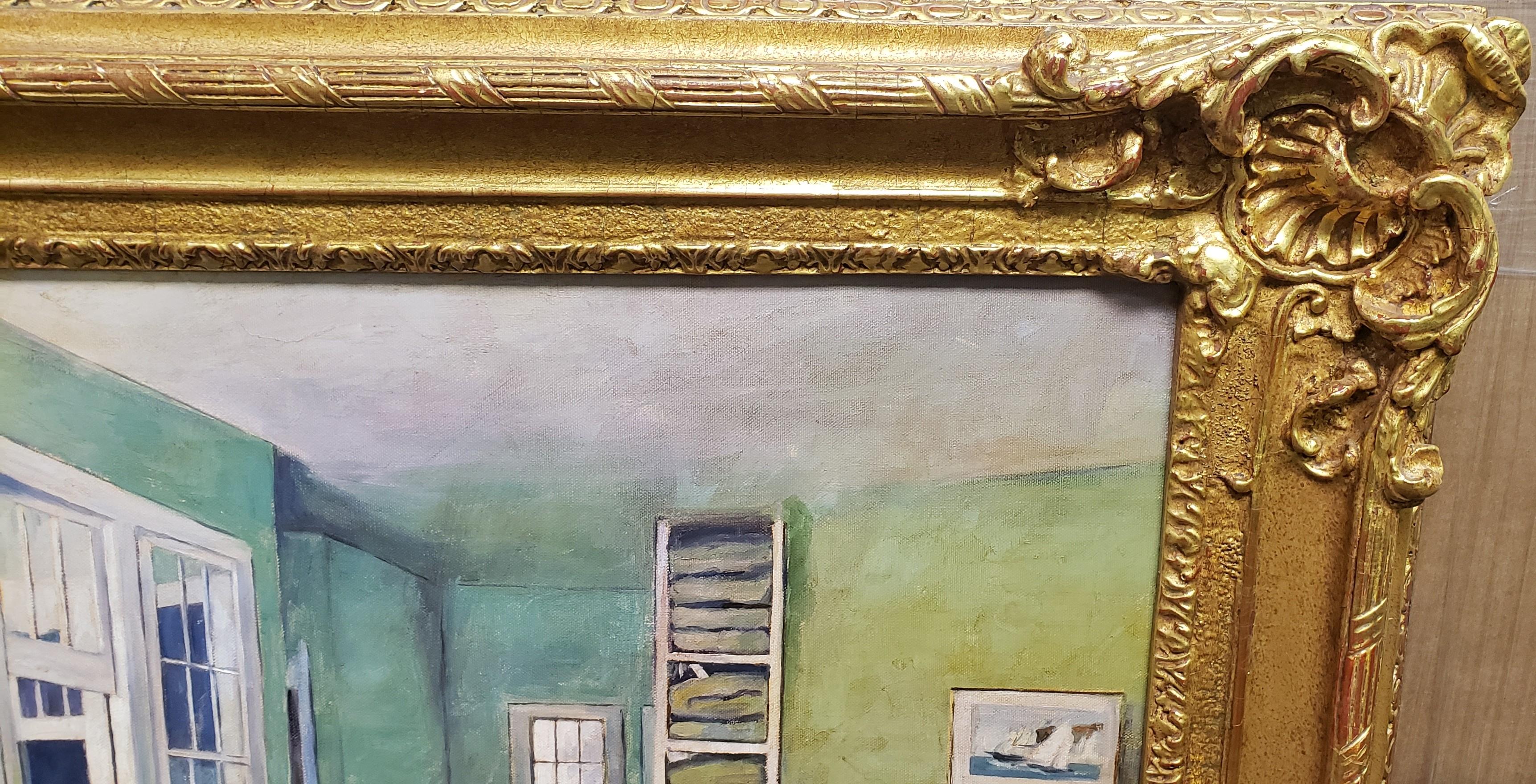 A 19th Century inspired Portrait of The Cotton Market. Canvas dimensions are 60 x 48. The piece itself is framed in a beautiful gilt frame. This piece is a reproduction on the original Cotton Market painted by renowned French Impressionist Edgar