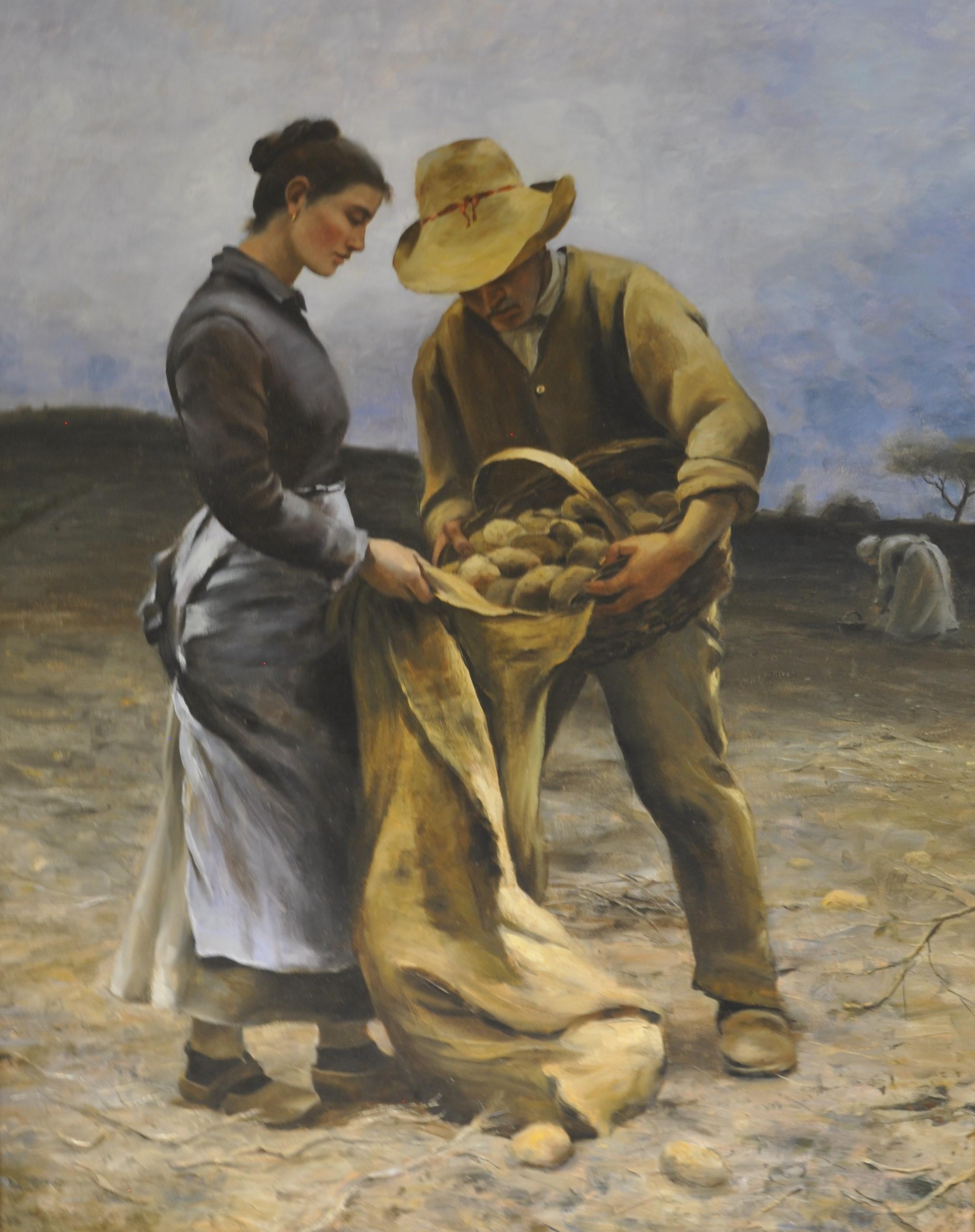 The Potato Gathers - Painting by Gregory Frank Harris