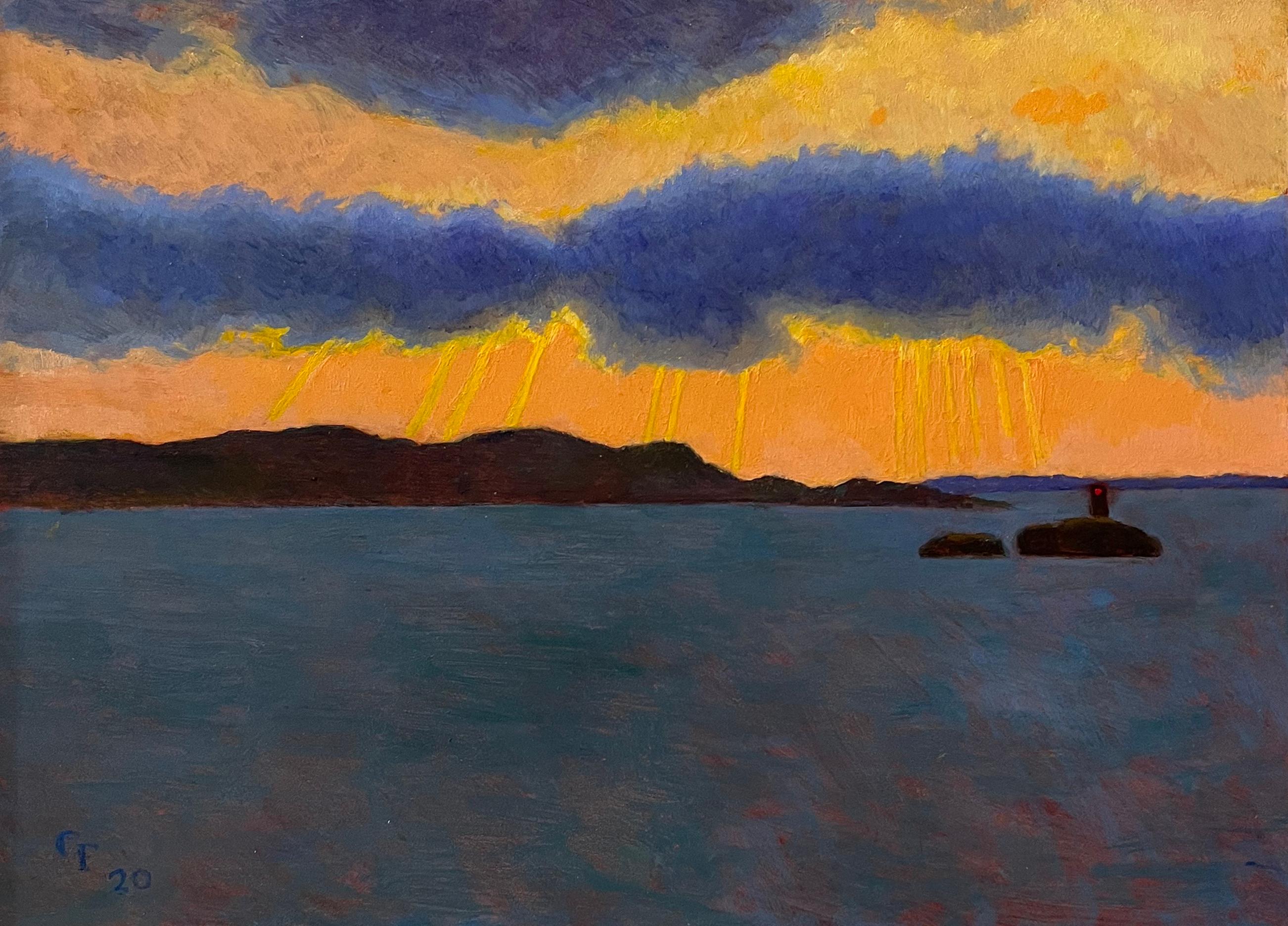 Gregory Frux Landscape Painting - Norway II, colorful sky sunrise sunset seascape nature 