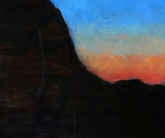 Norway IV, dark seascape w colorful abstracted sky pattern