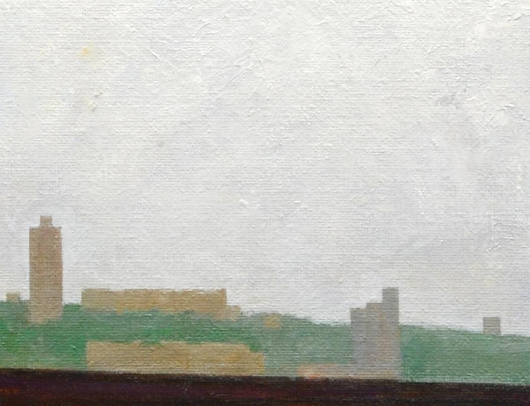 Muelle del Ferrocarril, 2014 - Landscape Painting Gris de Gregory Frux