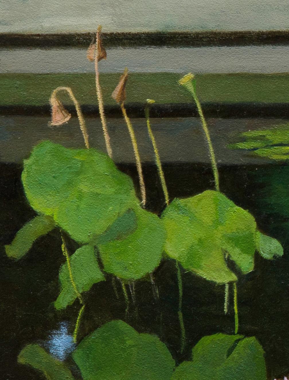 Water Lillies, BBG, realism flowers  - Painting by Gregory Frux