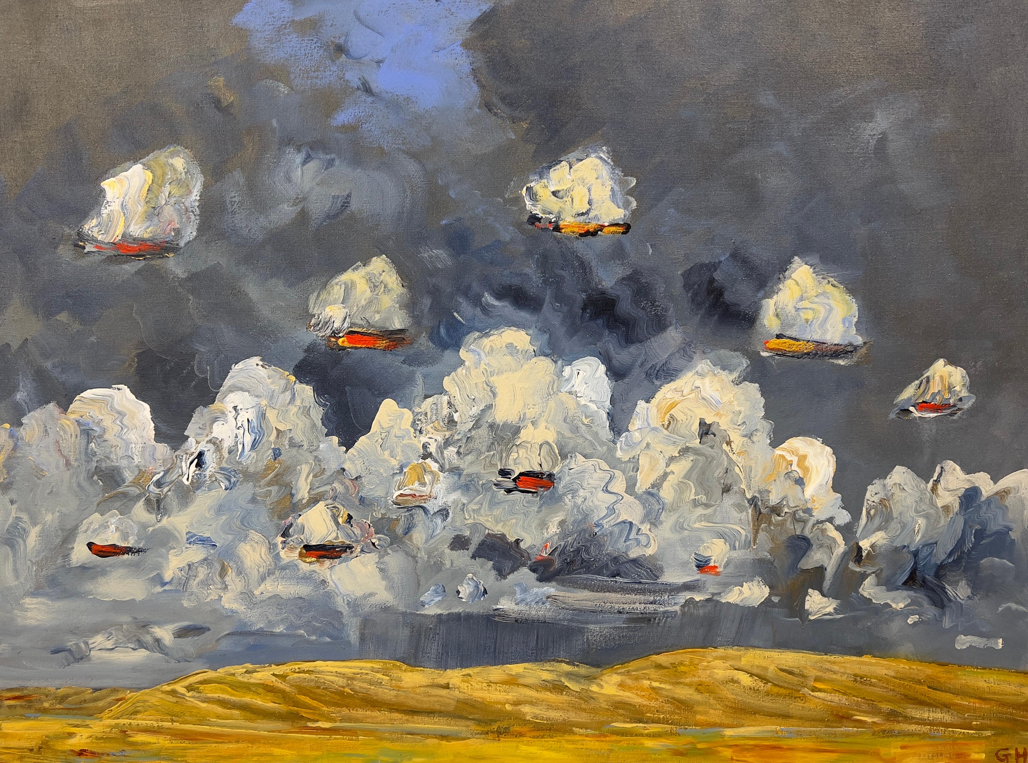 Gregory Hardy Landscape Painting – Sturm entwickelt sich