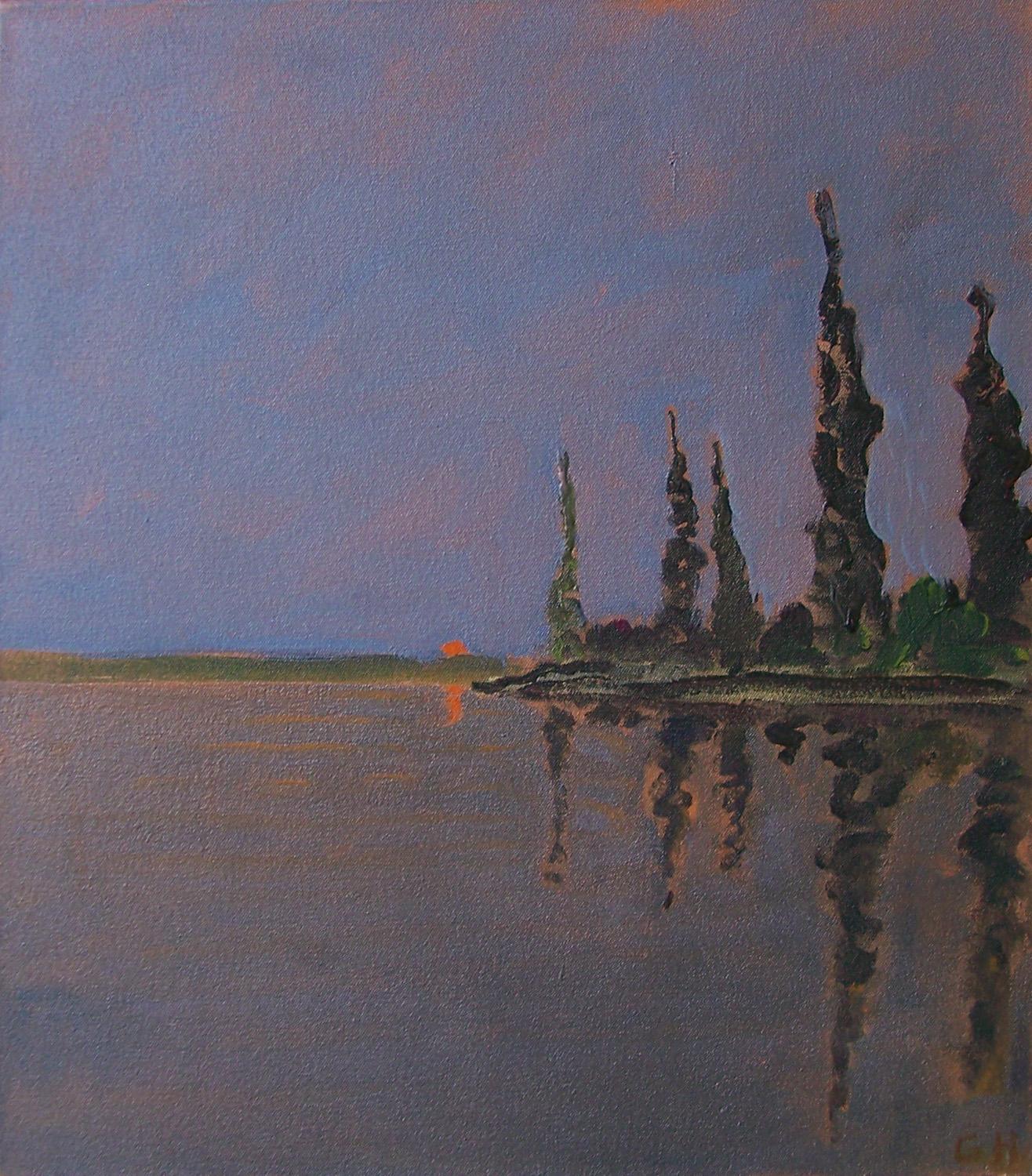 Gregory Hardy Landscape Painting - Sundown, Tall Tree