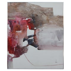 Expressionist Abstract Painting with Red and Dark Earth Tones