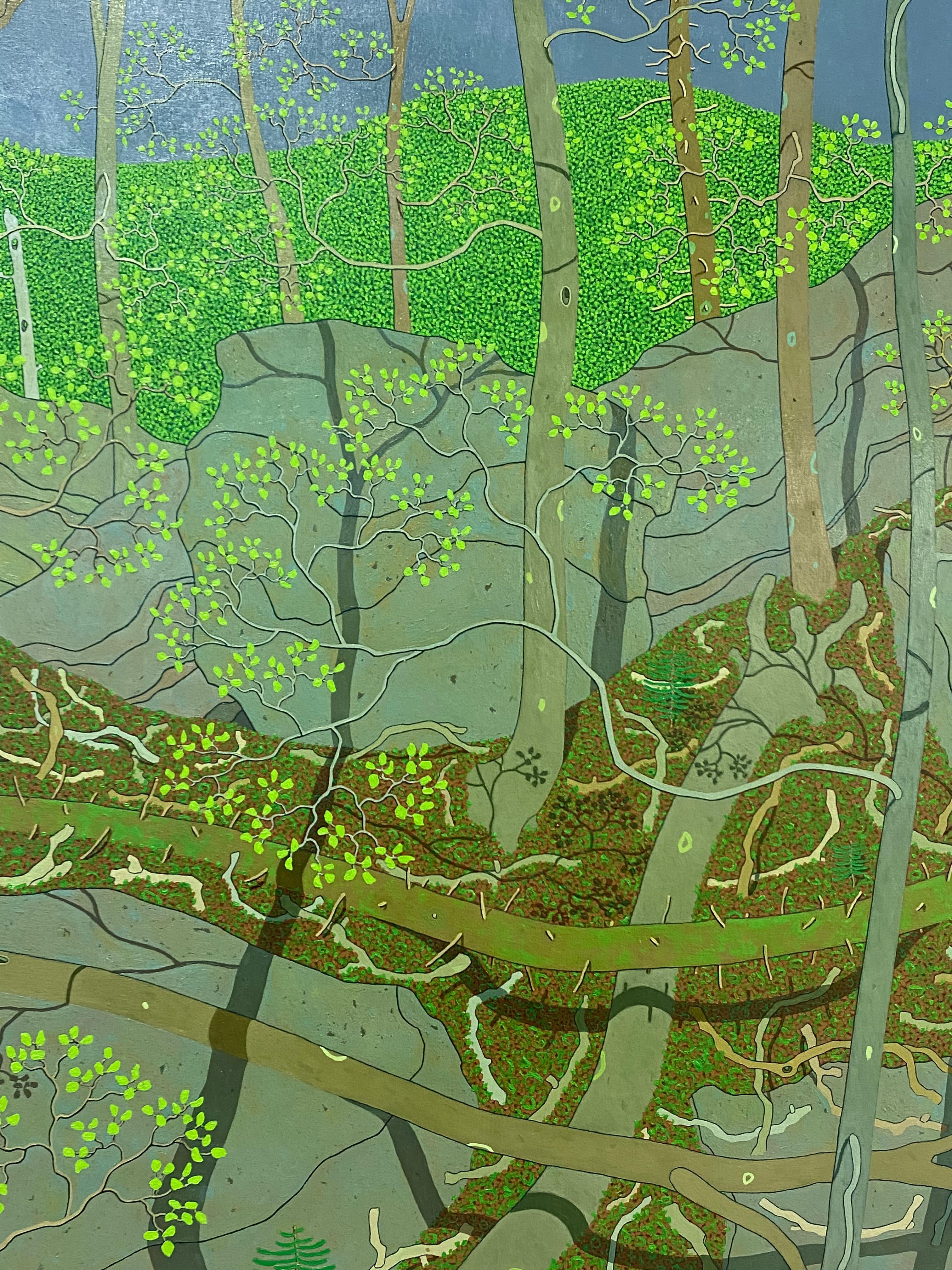 Aprile Green Wyatt Mountain - Foresta di primavera Virginia Landscape Green Trees, 2019 in vendita 1
