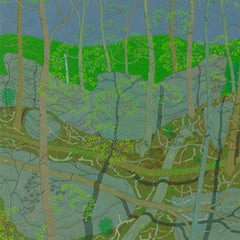 April Green Wyatt Mountain, Forêt de Spring, Paysage de Virginie, arbres verts, gris