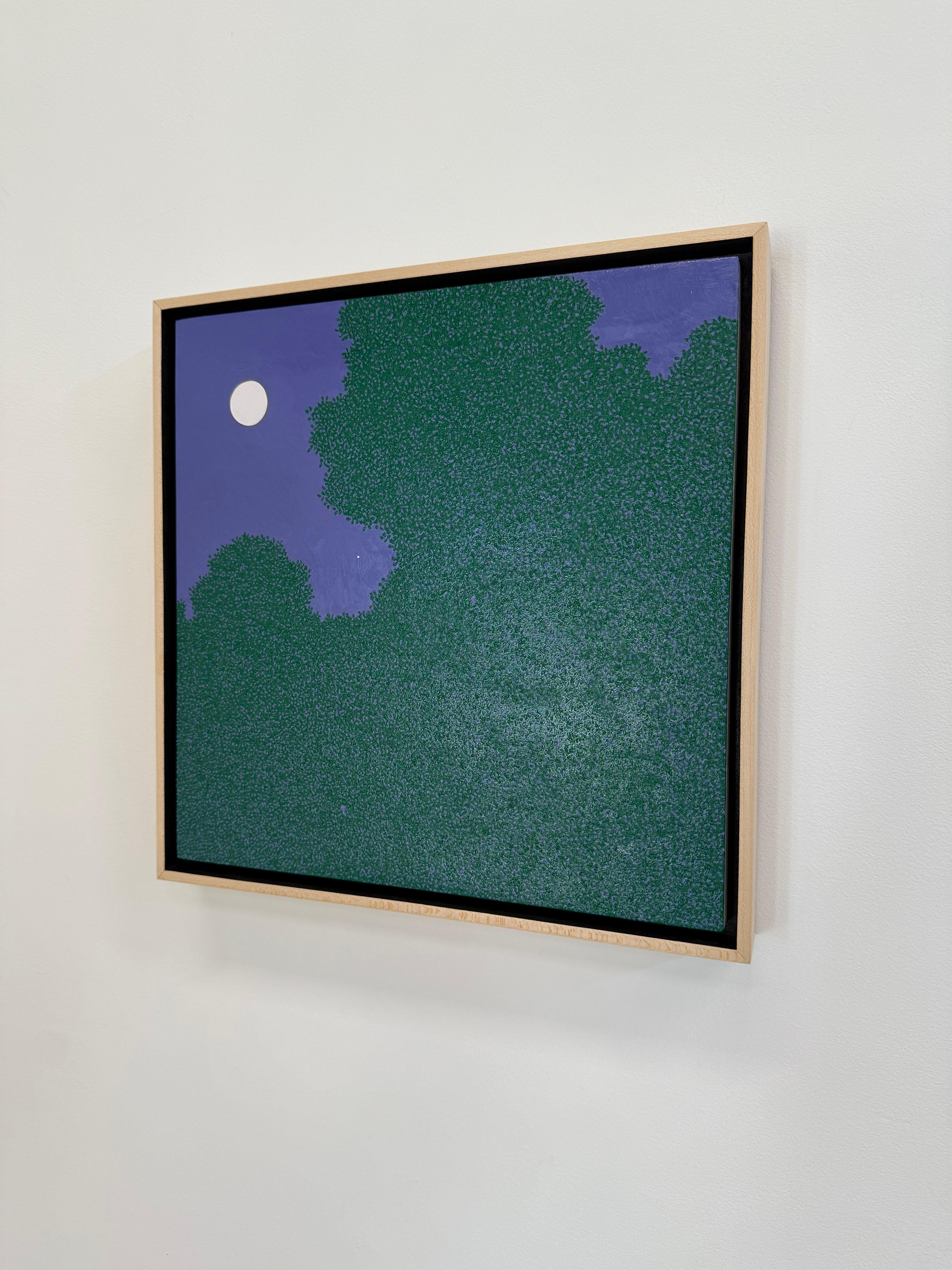 Lune brillante et Marli - Ciel nocturne Étoile Vert Woods Arbres Paysage, 2025 en vente 6
