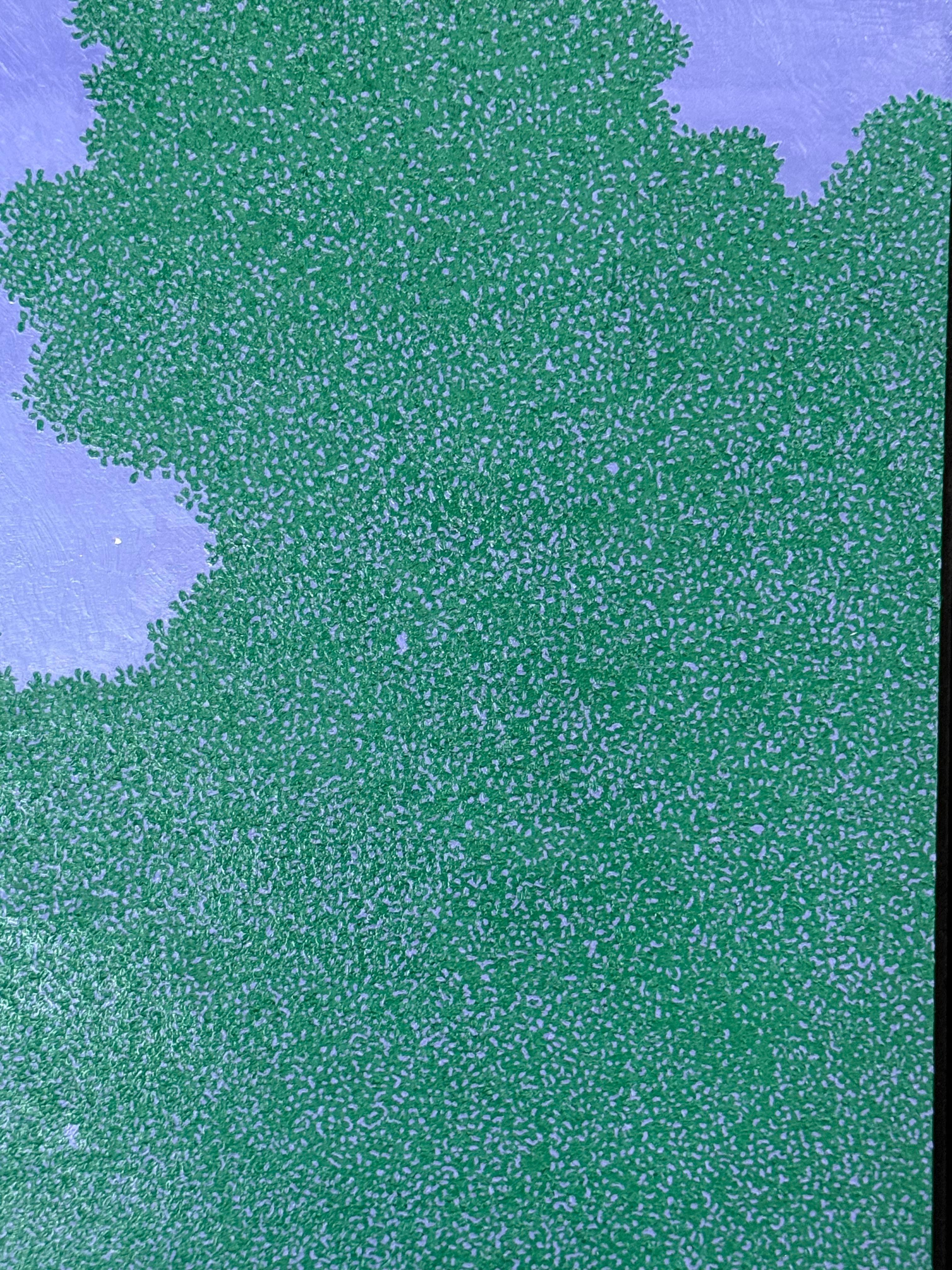 Lune brillante et Marli - Ciel nocturne Étoile Vert Woods Arbres Paysage, 2025 en vente 2