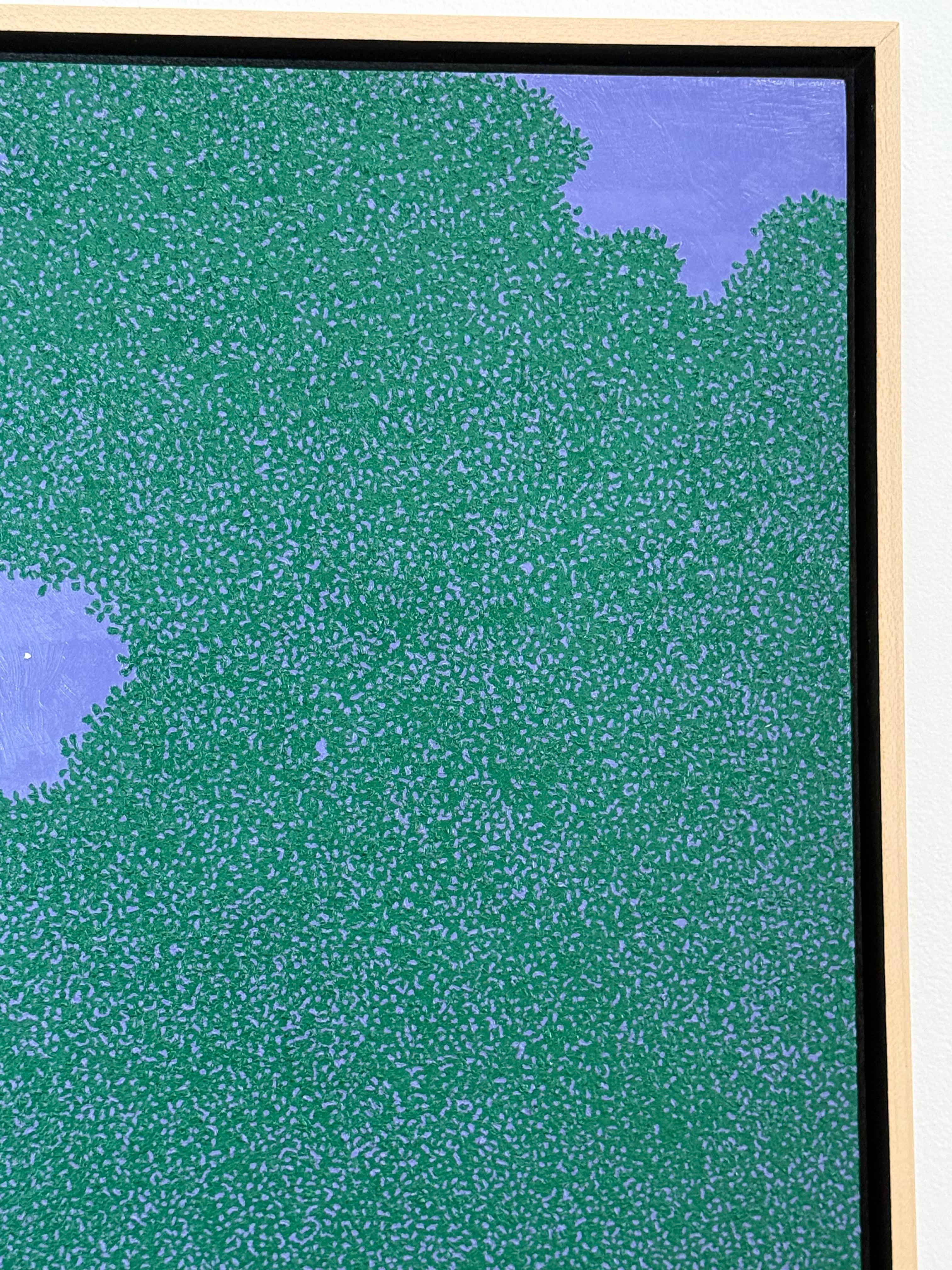 Lune brillante et Marli - Ciel nocturne Étoile Vert Woods Arbres Paysage, 2025 en vente 3