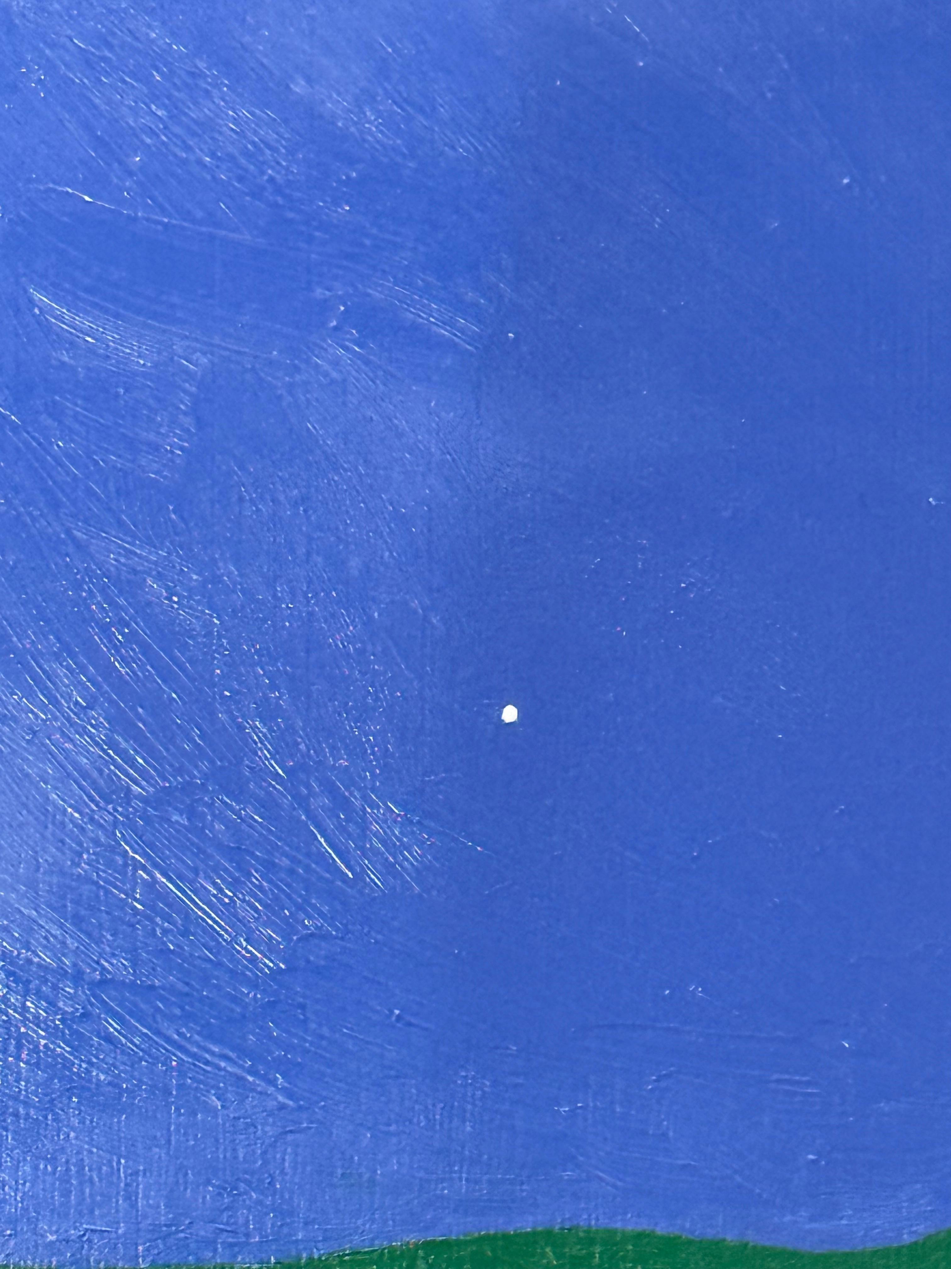 Croissant de lune fin mai - Ciel nocturne Étoiles Woods Vertes Eau Arbres Paysage, 2025 en vente 4