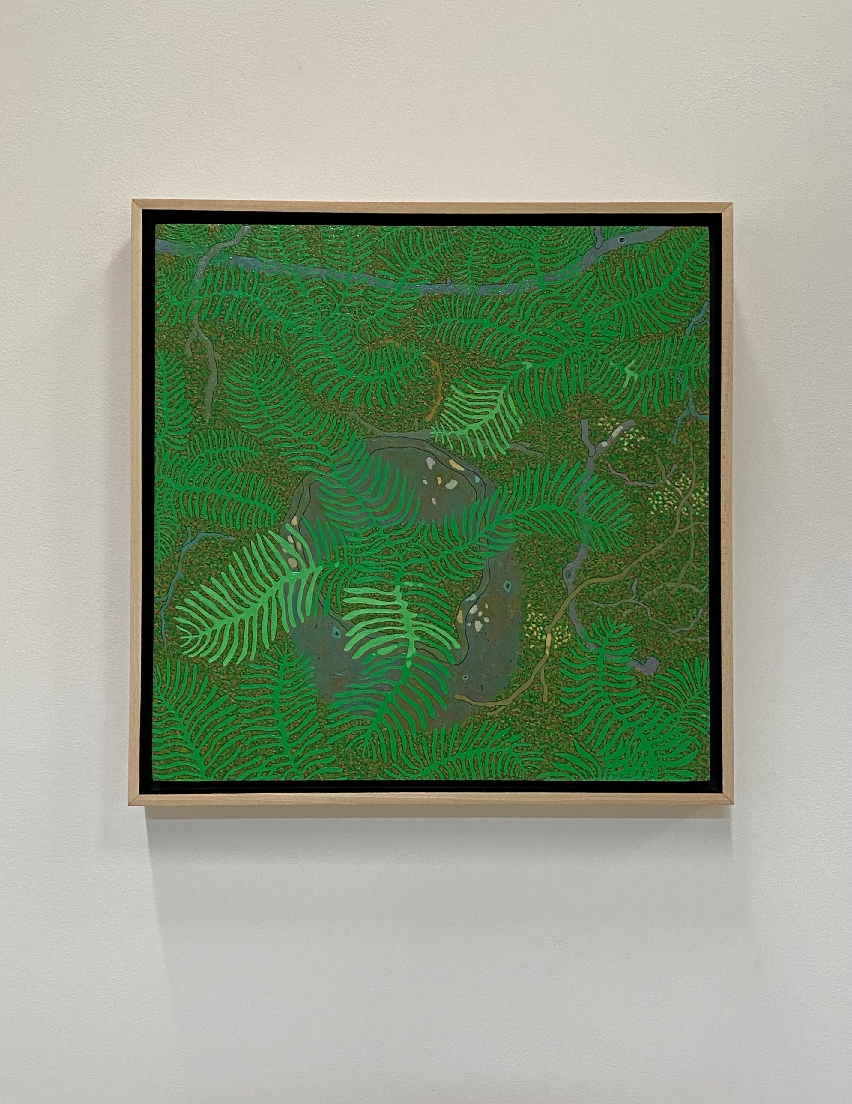 Helechos June Wyatt Mountain - Paisaje Contemporáneo Bosque Verde de Verano, 2021 - Painting de Gregory Hennen