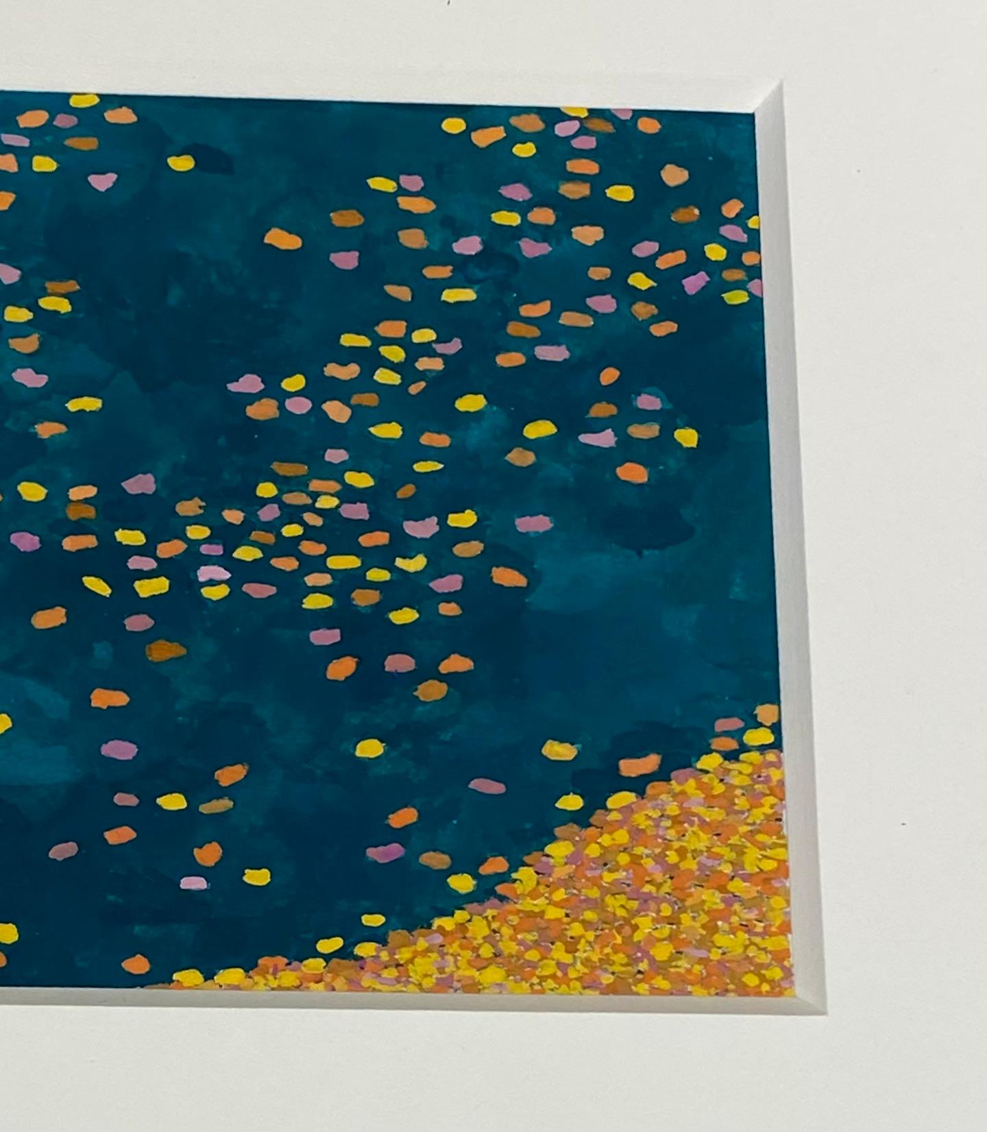 Hojas flotantes, estanque Wyatt, paisaje otoñal, amarillo, hojas naranjas, azul oscuro en venta 3