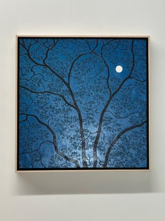 Pleine lune et acacia au début du printemps, Wyatt Mtn - Ciel nocturne et forêt, 2023