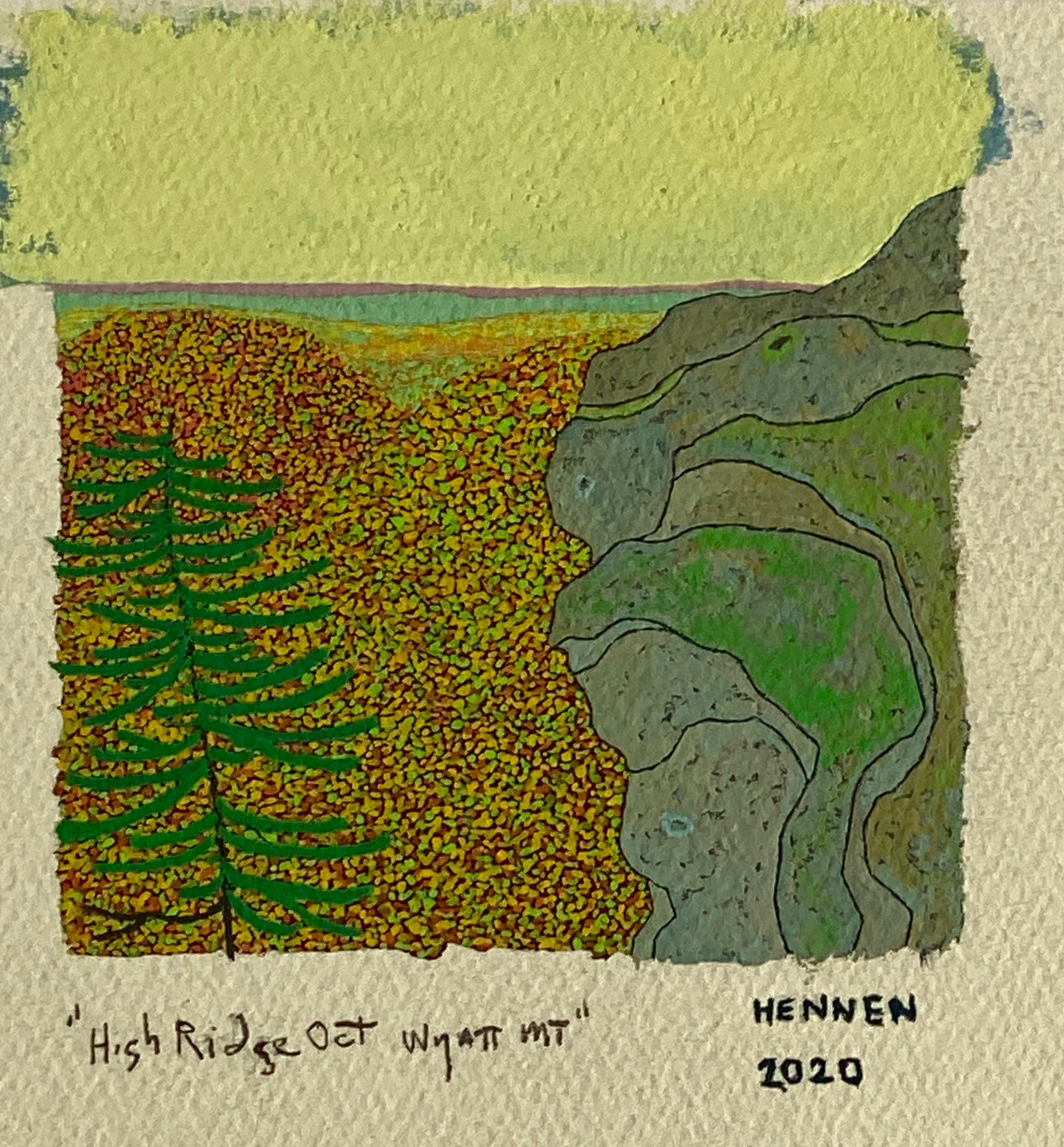 High Ridge, October, Wyatt Mt., Gray Mountain, Green, Yellow, Autumn Foliage - Contemporary Painting by Gregory Hennen