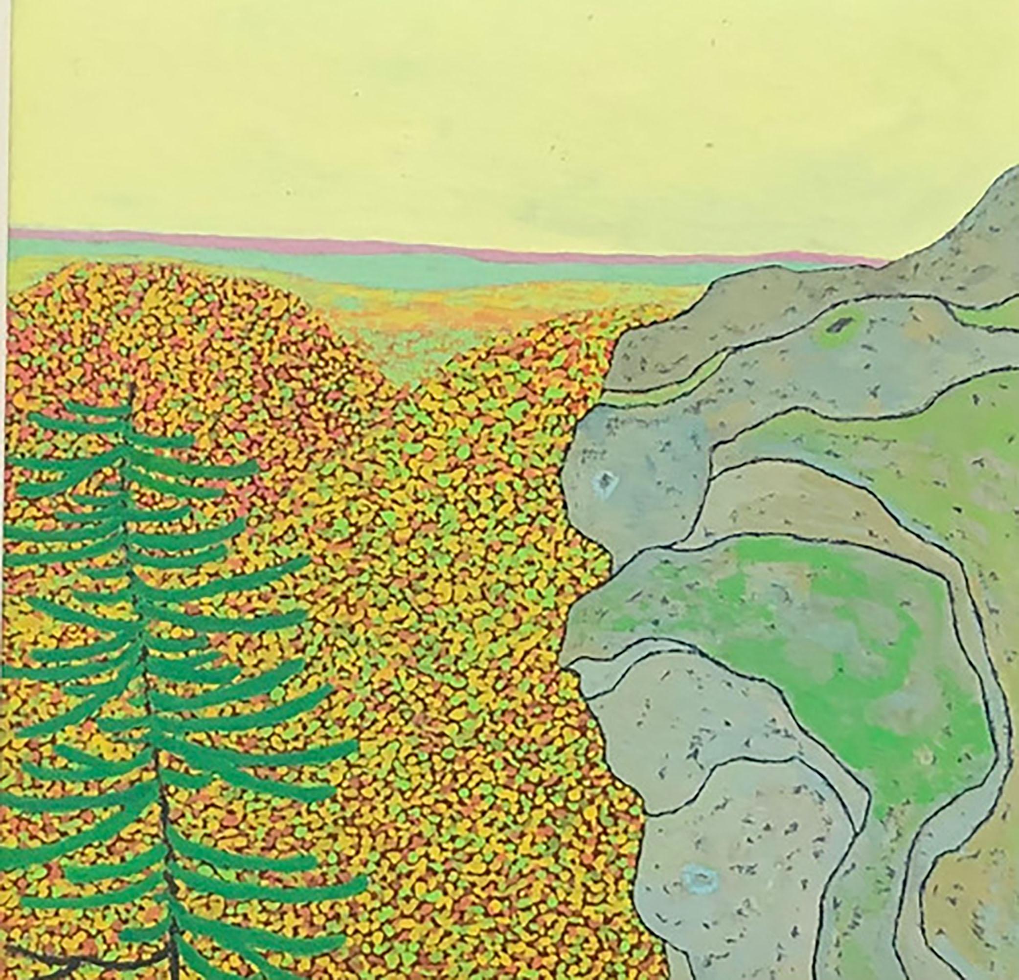 Gregory Hennen Landscape Painting – High Ridge, Oktober, Wyatt Mt, Gray Mountain, Grün, Gelb, Herbstlaub