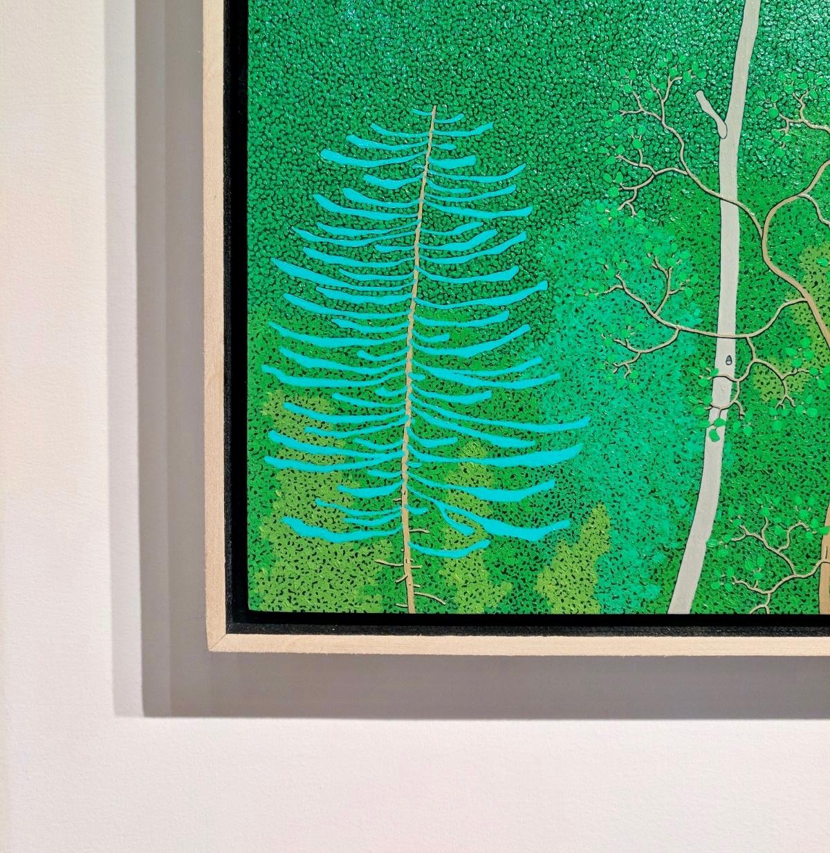 Última luz en Slaters Ridge Wyatt Mt - Paisaje montañoso verde de cielo azul, 2017 en venta 2