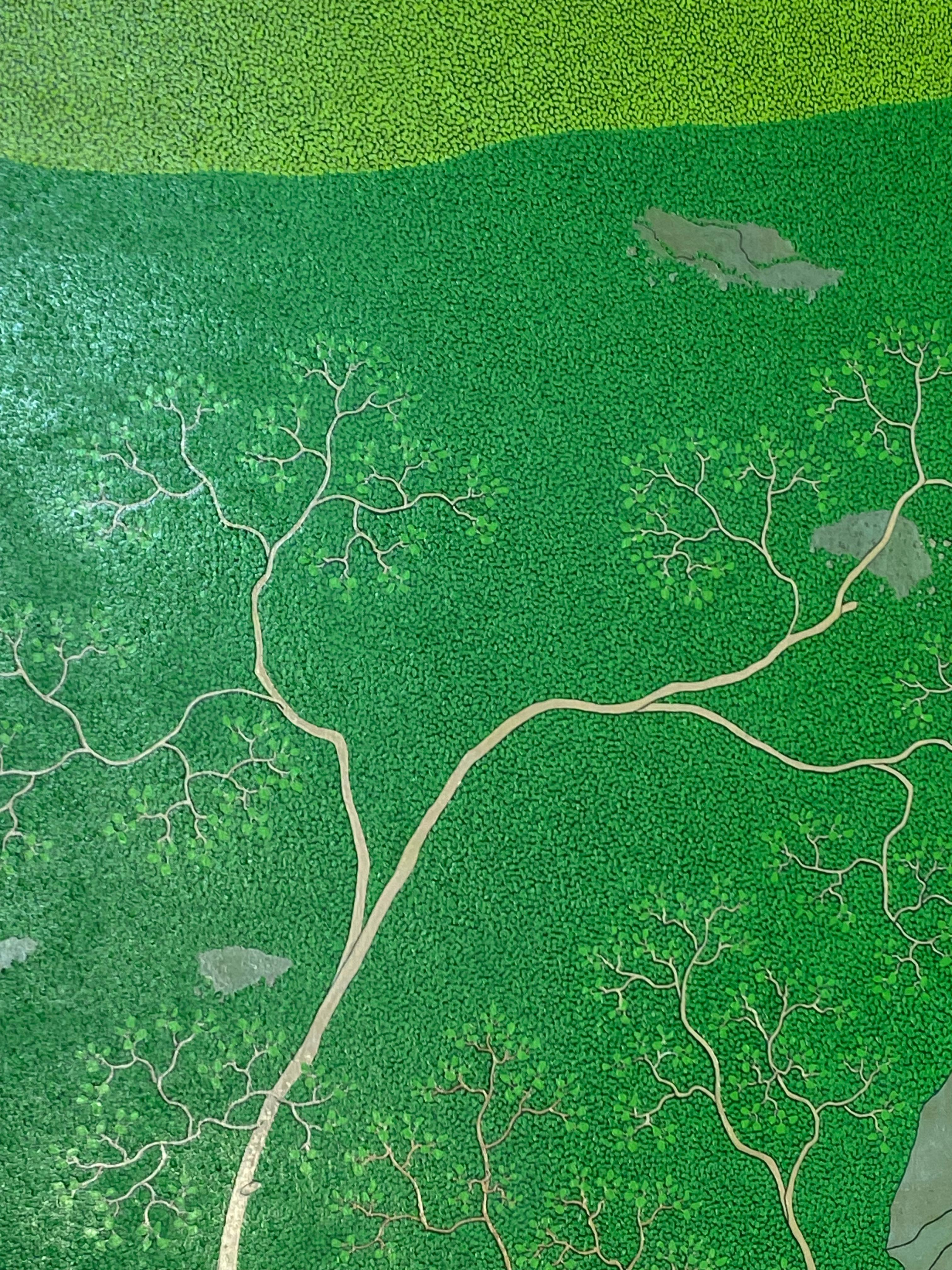 Última luz en Slaters Ridge Wyatt Mt - Paisaje montañoso verde de cielo azul, 2017 en venta 3