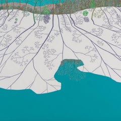 Longs ombres du Wyatt Mt - Paysage d'hiver Bois, arbres d'eau, neige, 2022