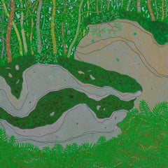 Cantos rodados cubiertos de musgo Agosto - Árboles verdes Paisaje forestal de verano, 2014